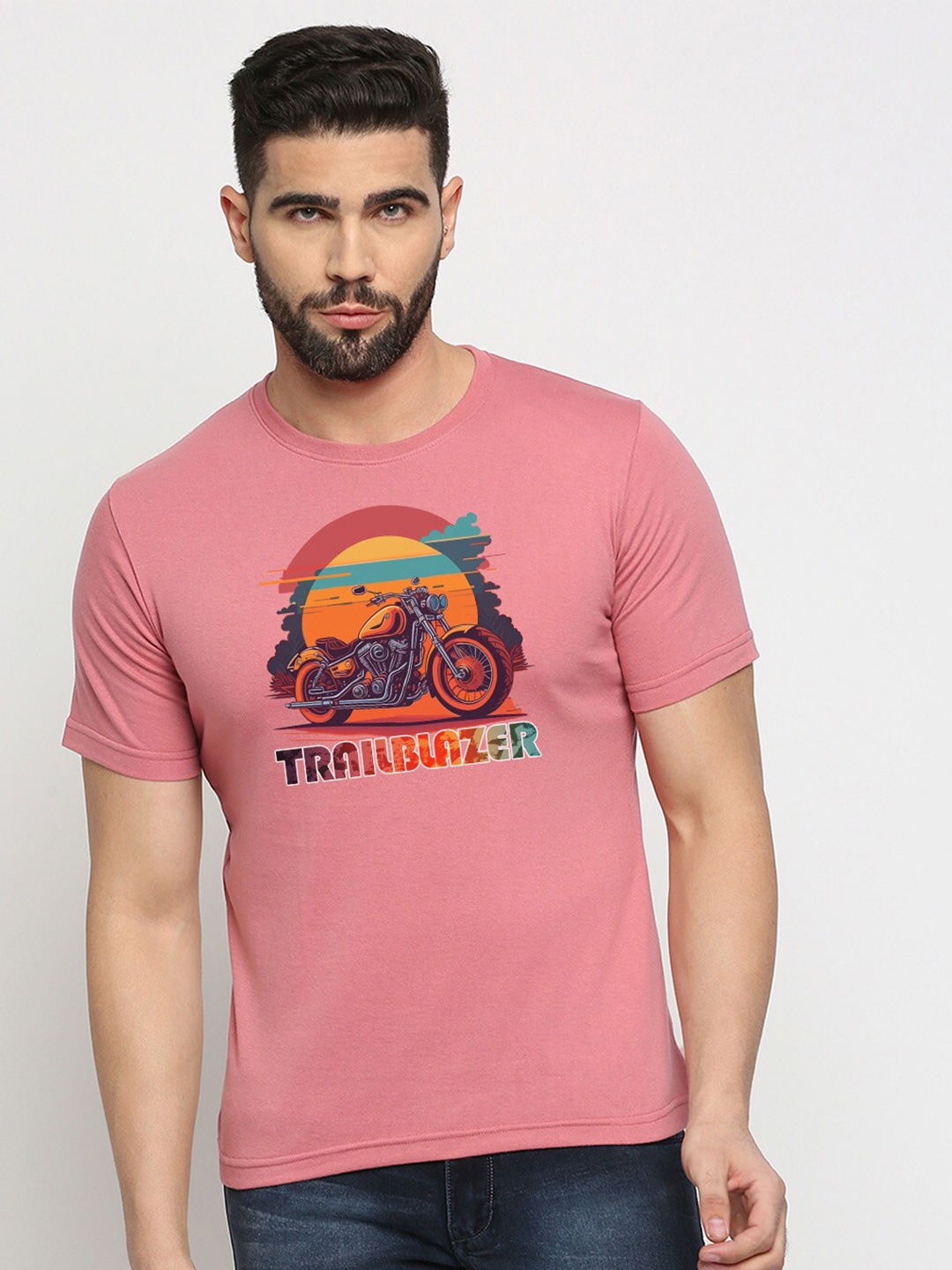 

MOD ECRU Graphic Printed Cotton T-Shirt, Pink
