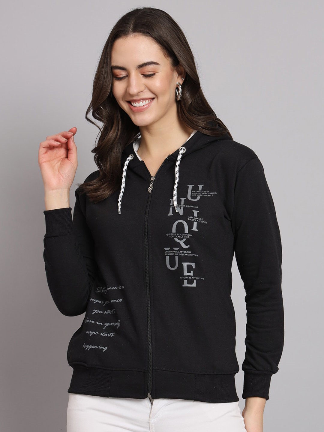 

eWools Typography Printed Hooded Sweatshirt, Black