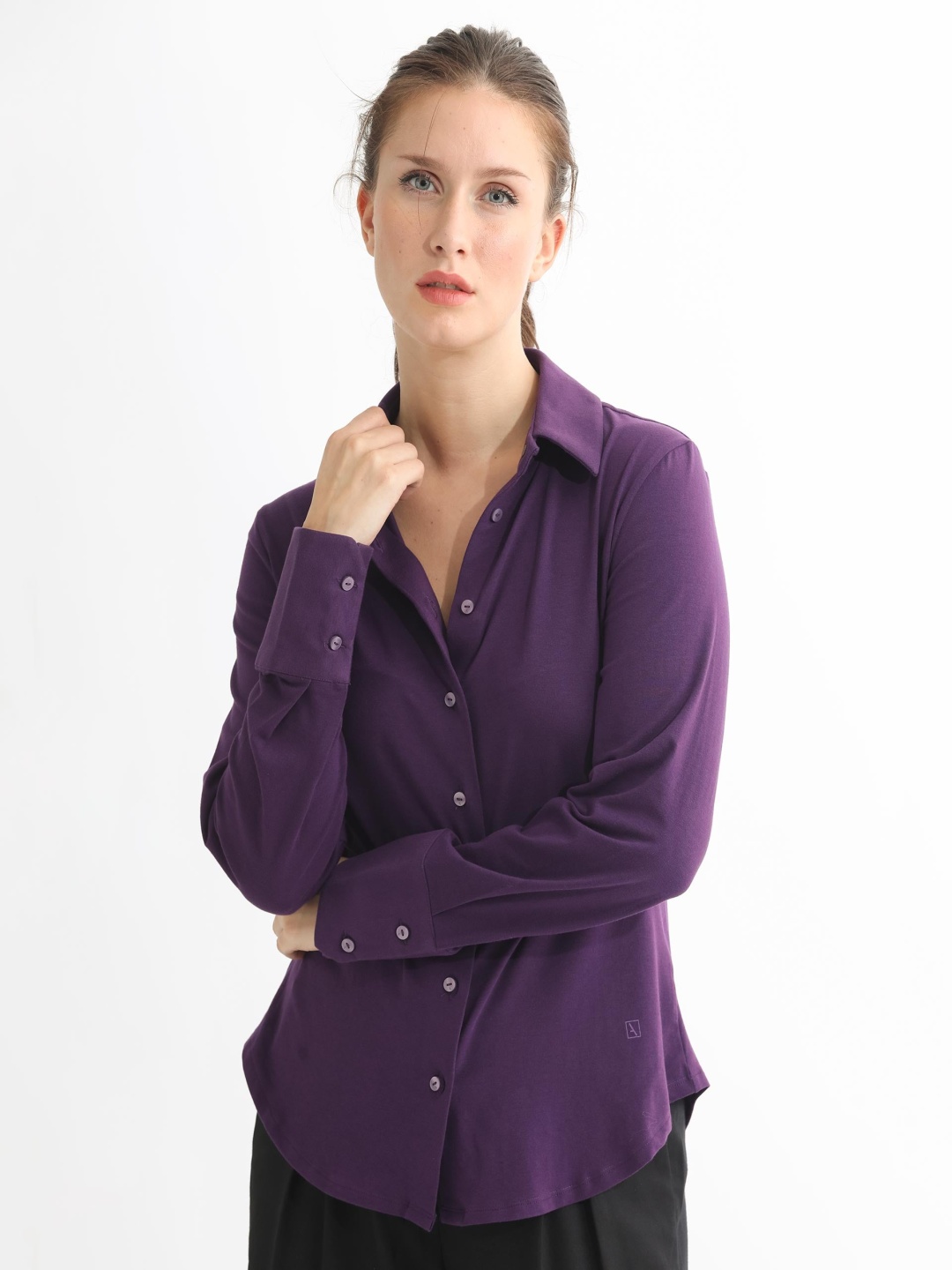 

RAREISM Slim Fit Spread Collar Cotton Casual Shirt, Purple