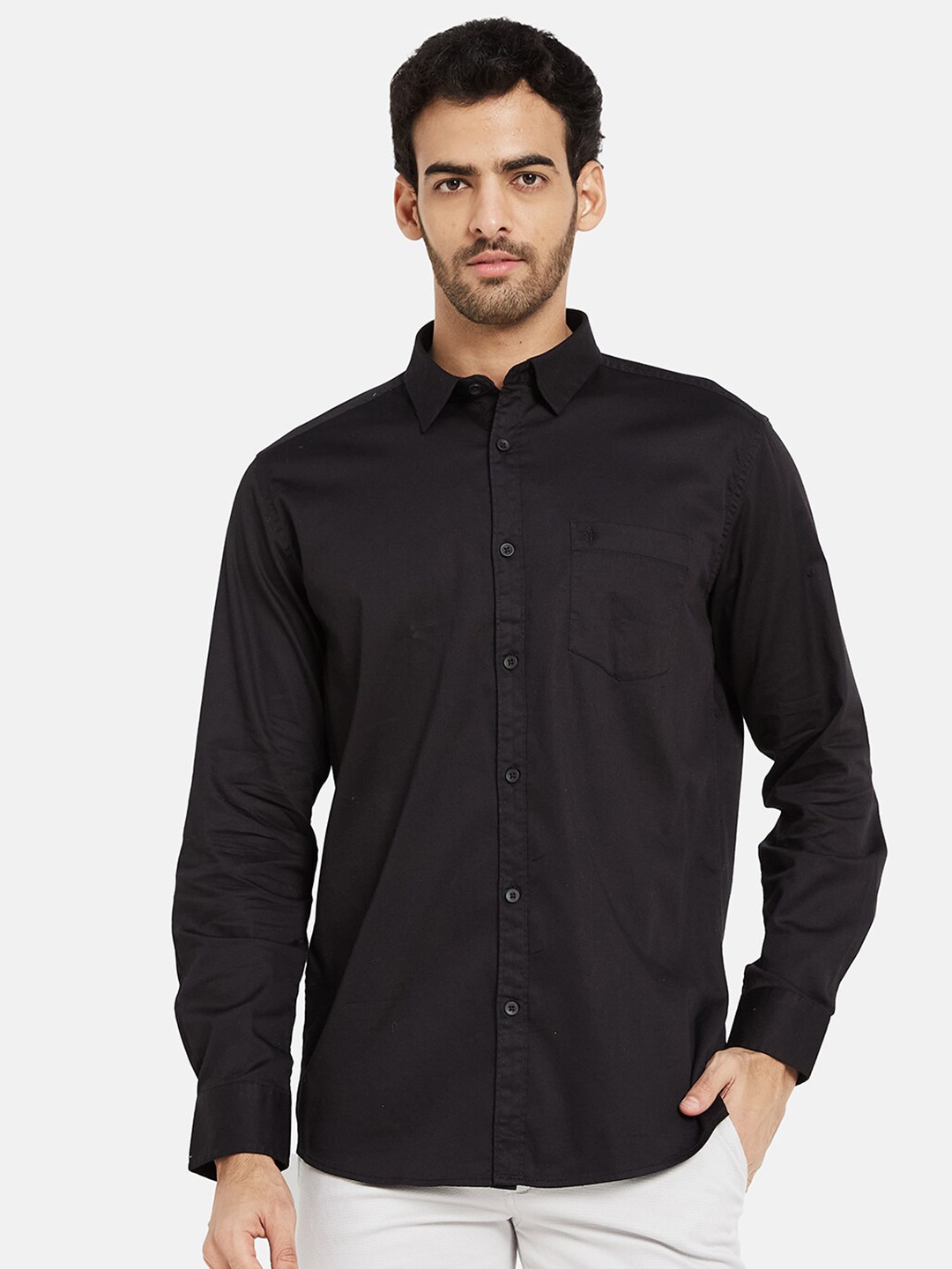 

METTLE Cotton Opaque Casual Shirt, Black