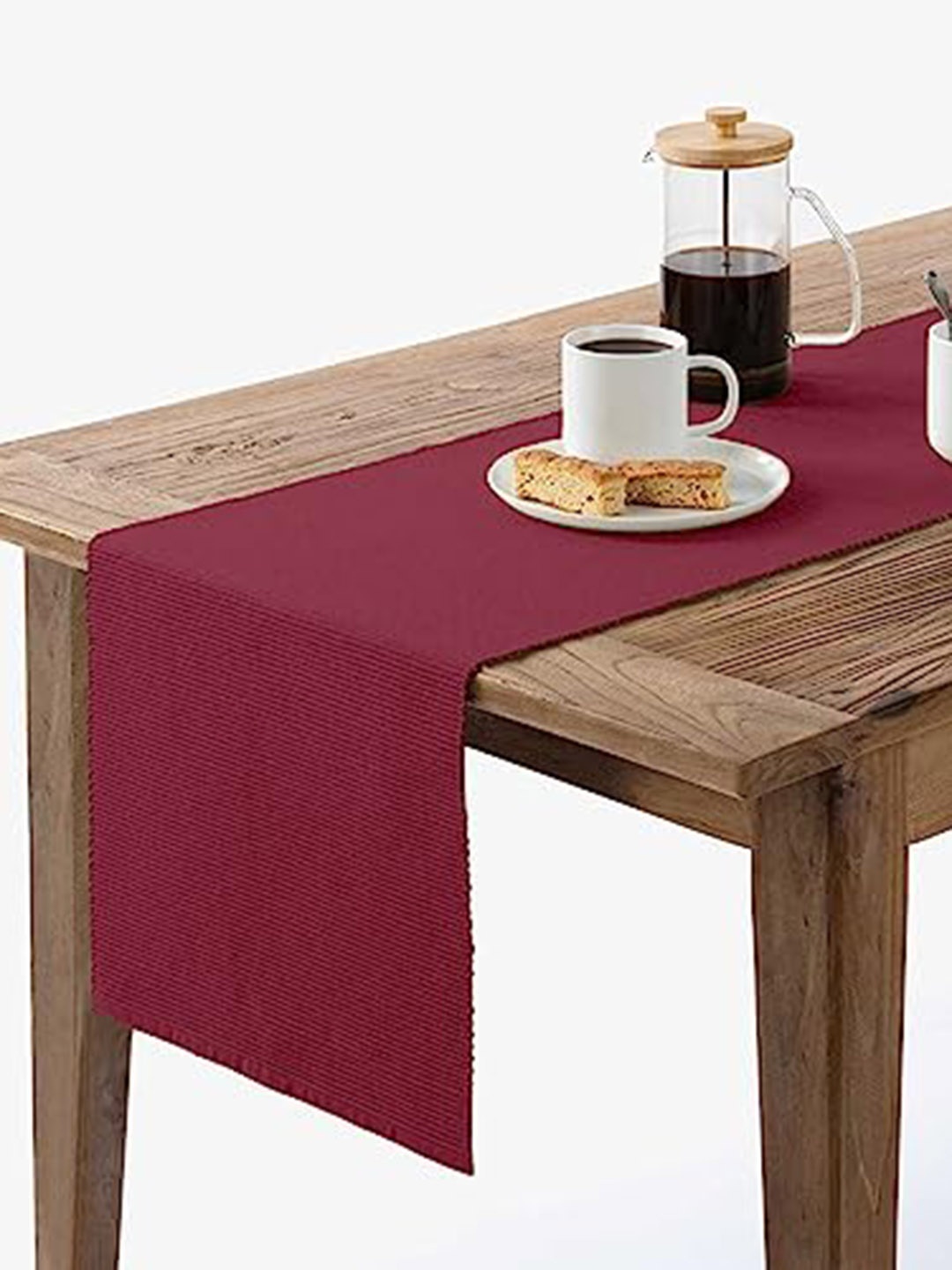 

Lushomes Maroon Solid Cotton Table Runner