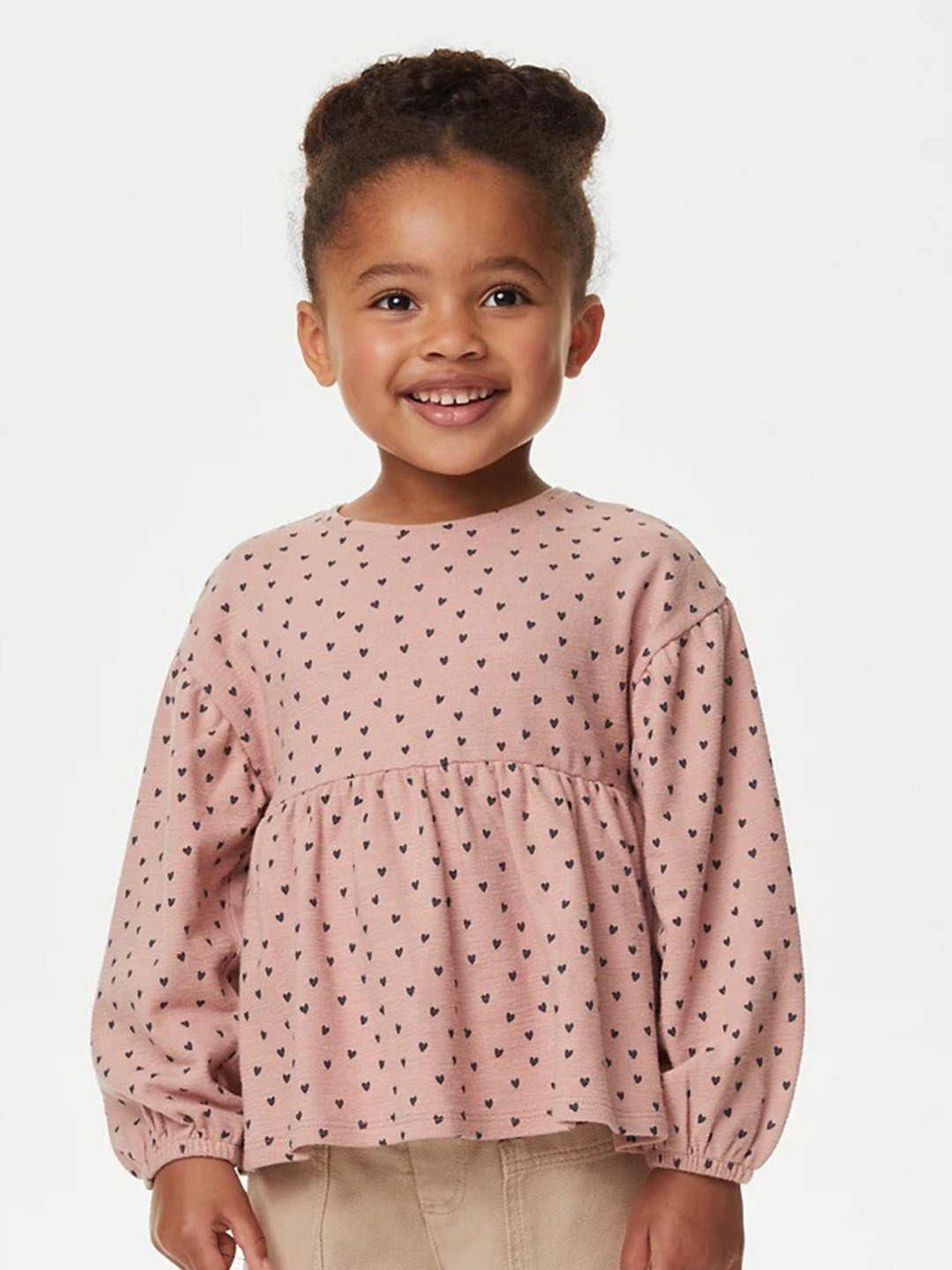 

Marks & Spencer Girls Geometric Print Cotton Top, Pink