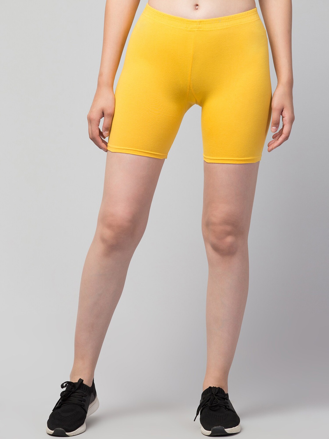 Apraa & Parma Girls Skinny Fit Biker Shorts, Yellow