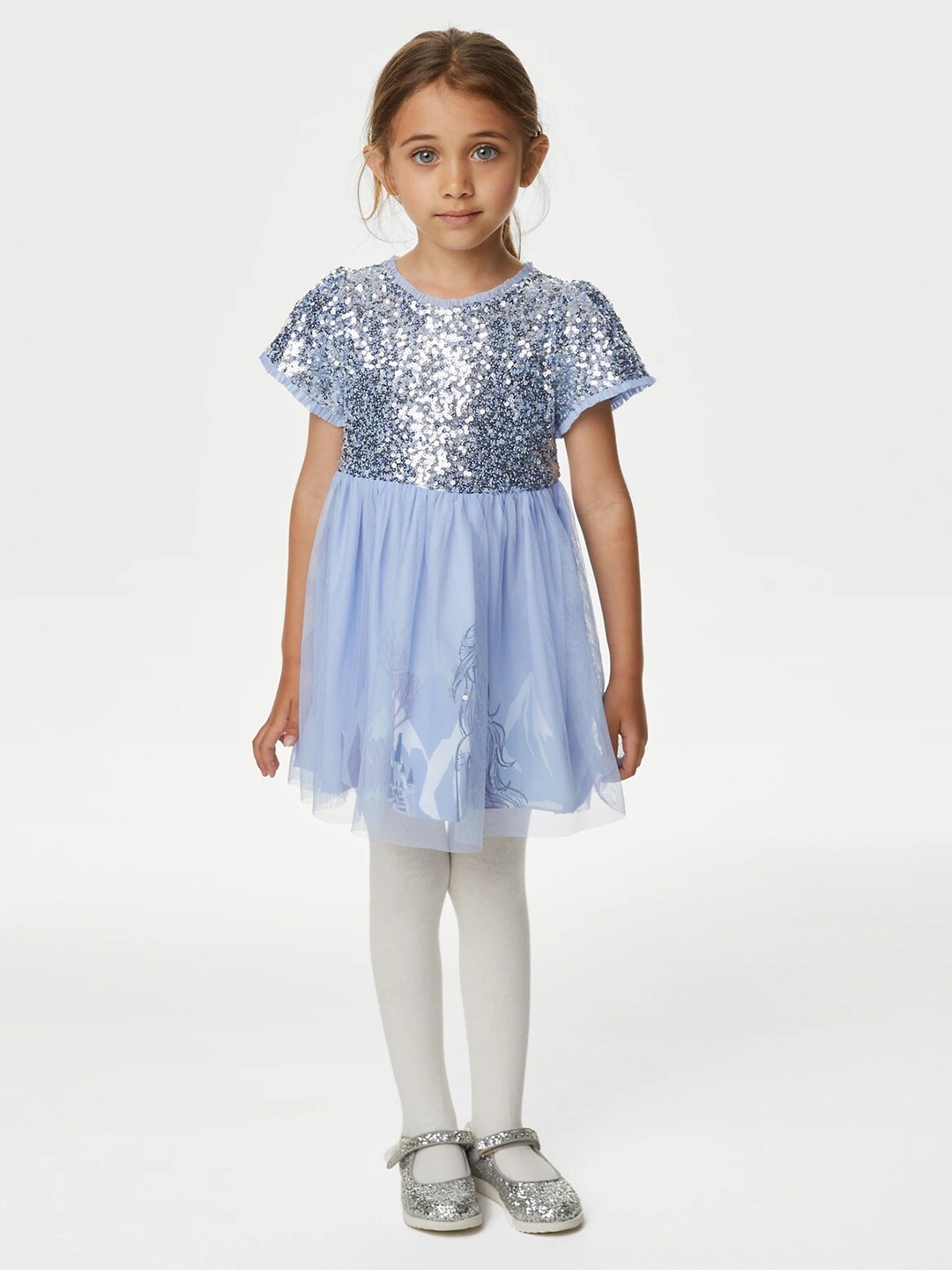 

Marks & Spencer Girls Embellished Fit & Flare Dress, Blue