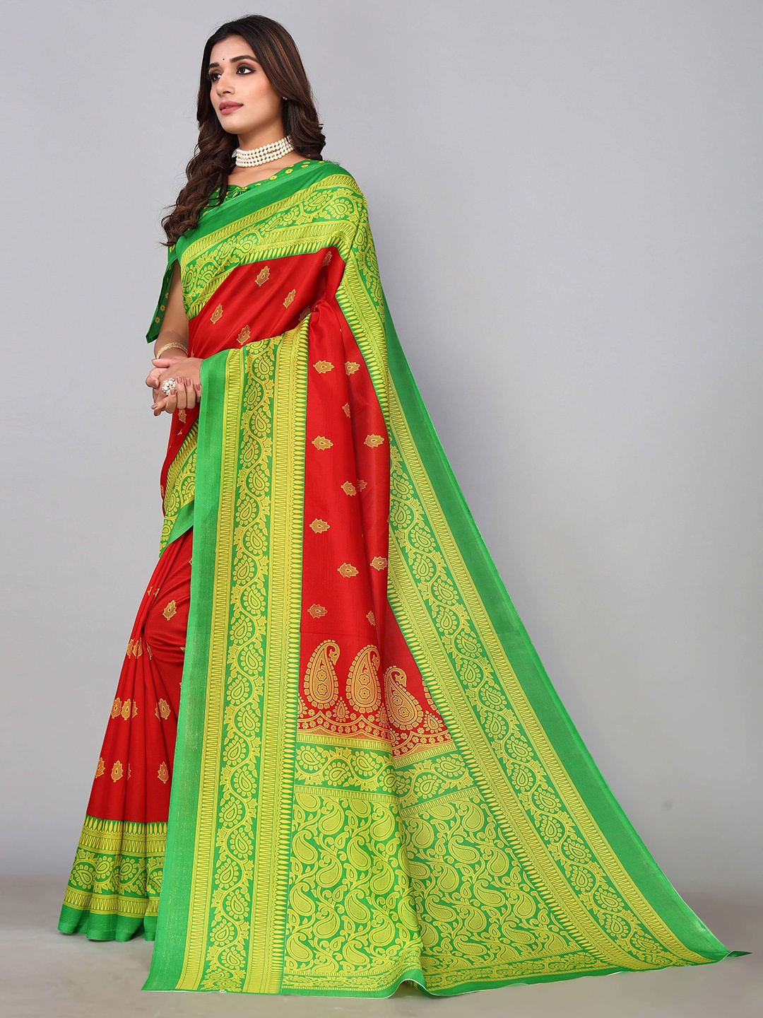 

KALINI Woven Design Banarasi Saree, Red