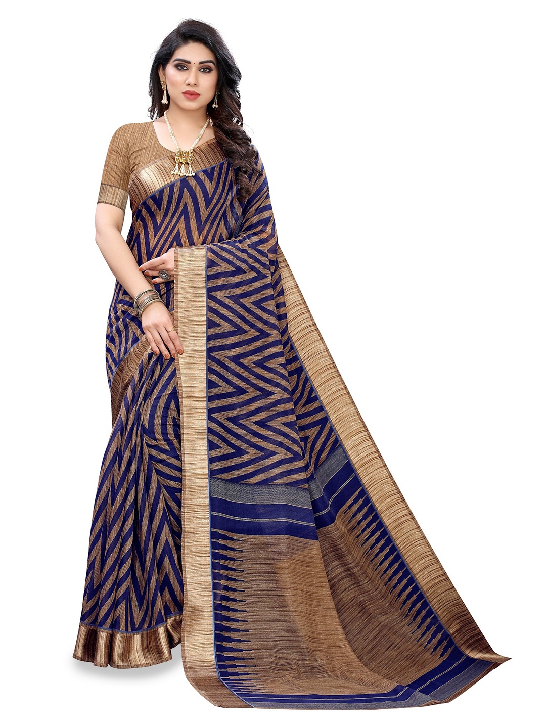 

KALINI Woven Design Zari Saree, Blue