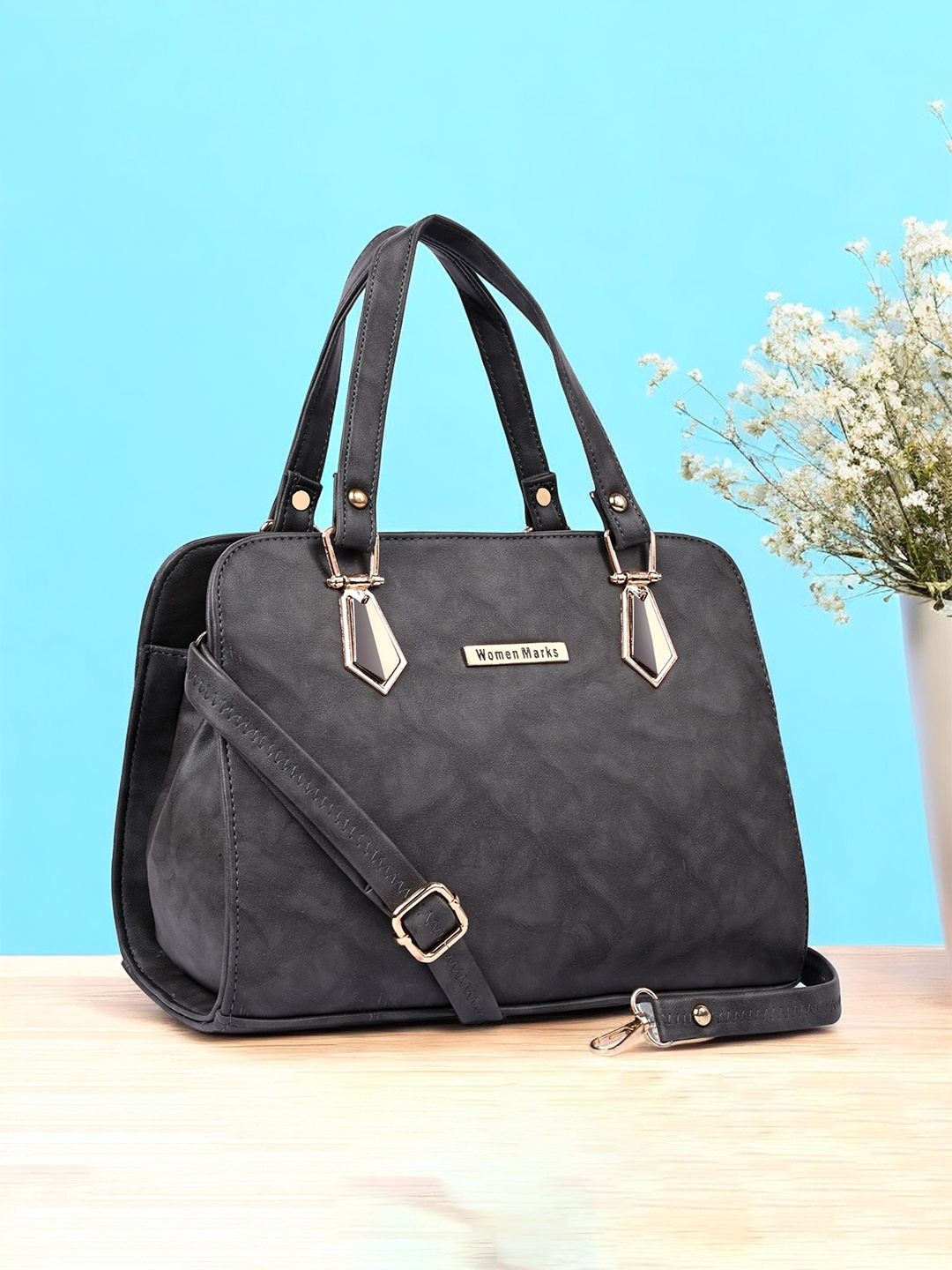 

WOMEN MARKS Structured Handheld Bag, Grey melange