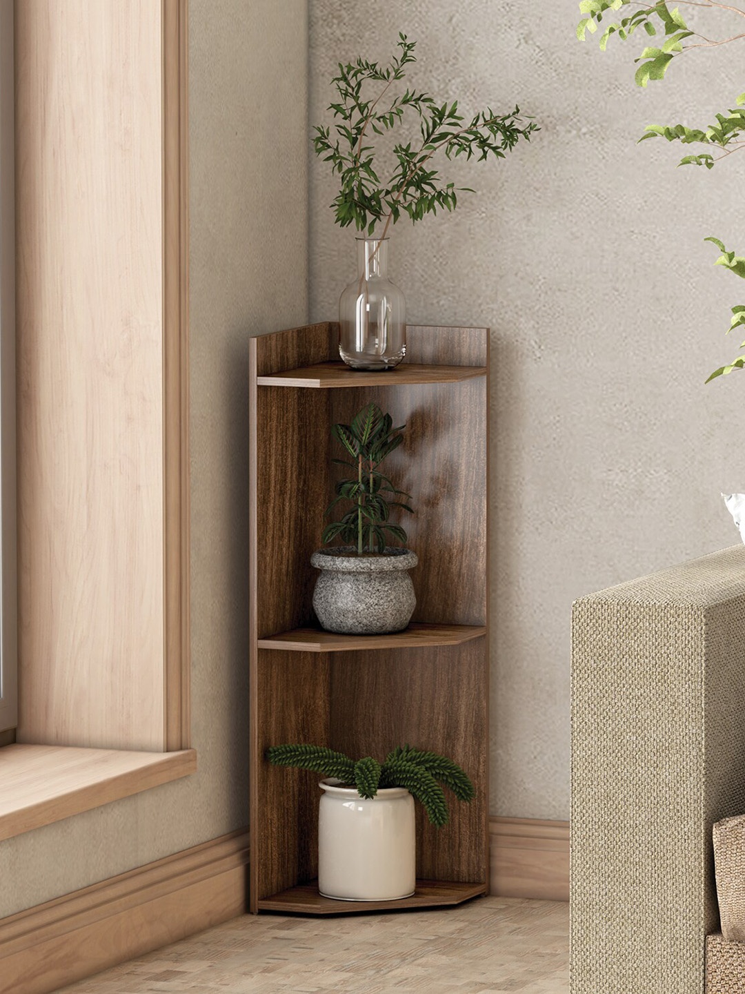 

RANDOM Coffee Brown Wooden 3 Tier Planter Stand