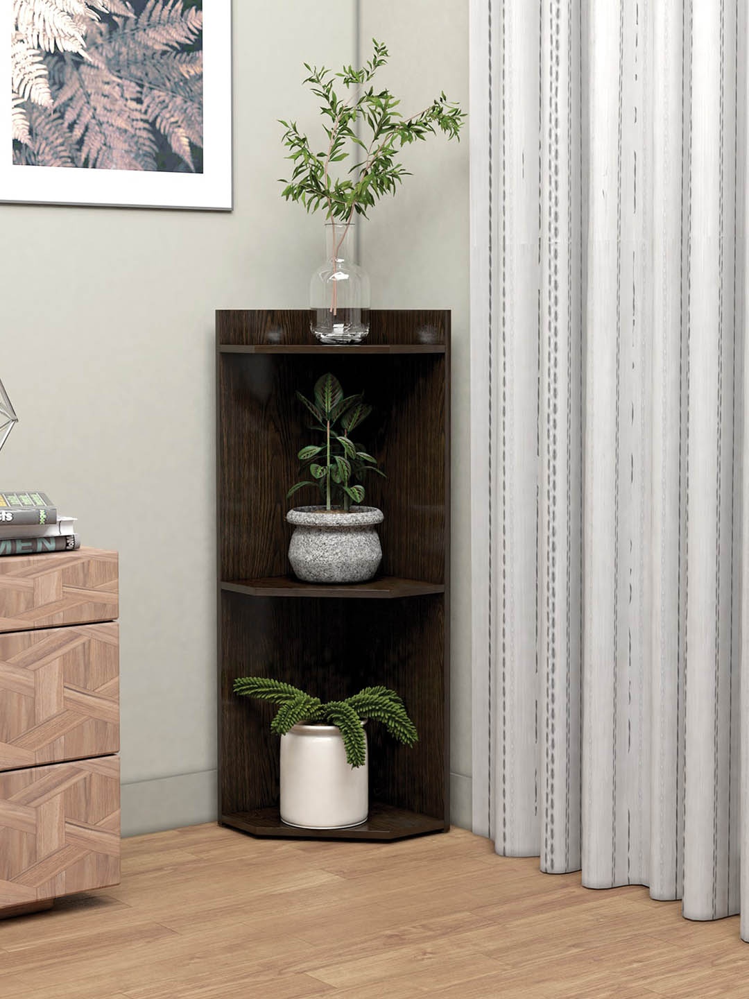 

RANDOM Brown Wooden 3 Tier Rack Planter Stand