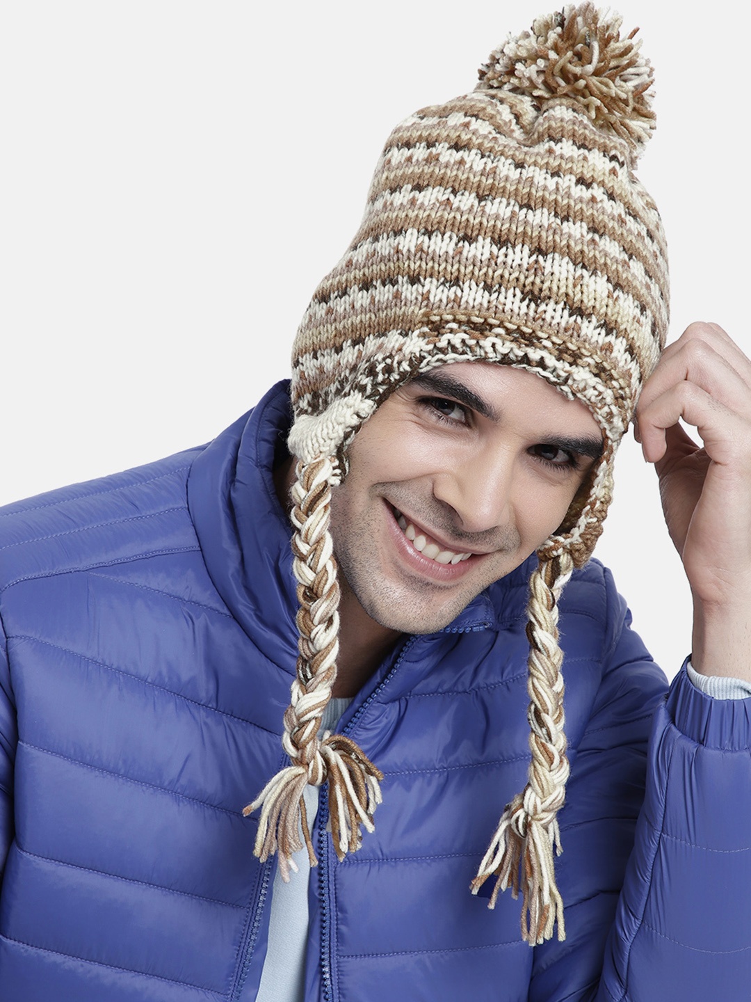 

Magic Needles Men Icelandic Self Design Acrylic Beanie, Multi