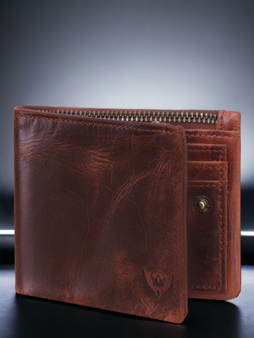 

LORENZ Men Leather Two Fold Wallet, Brown