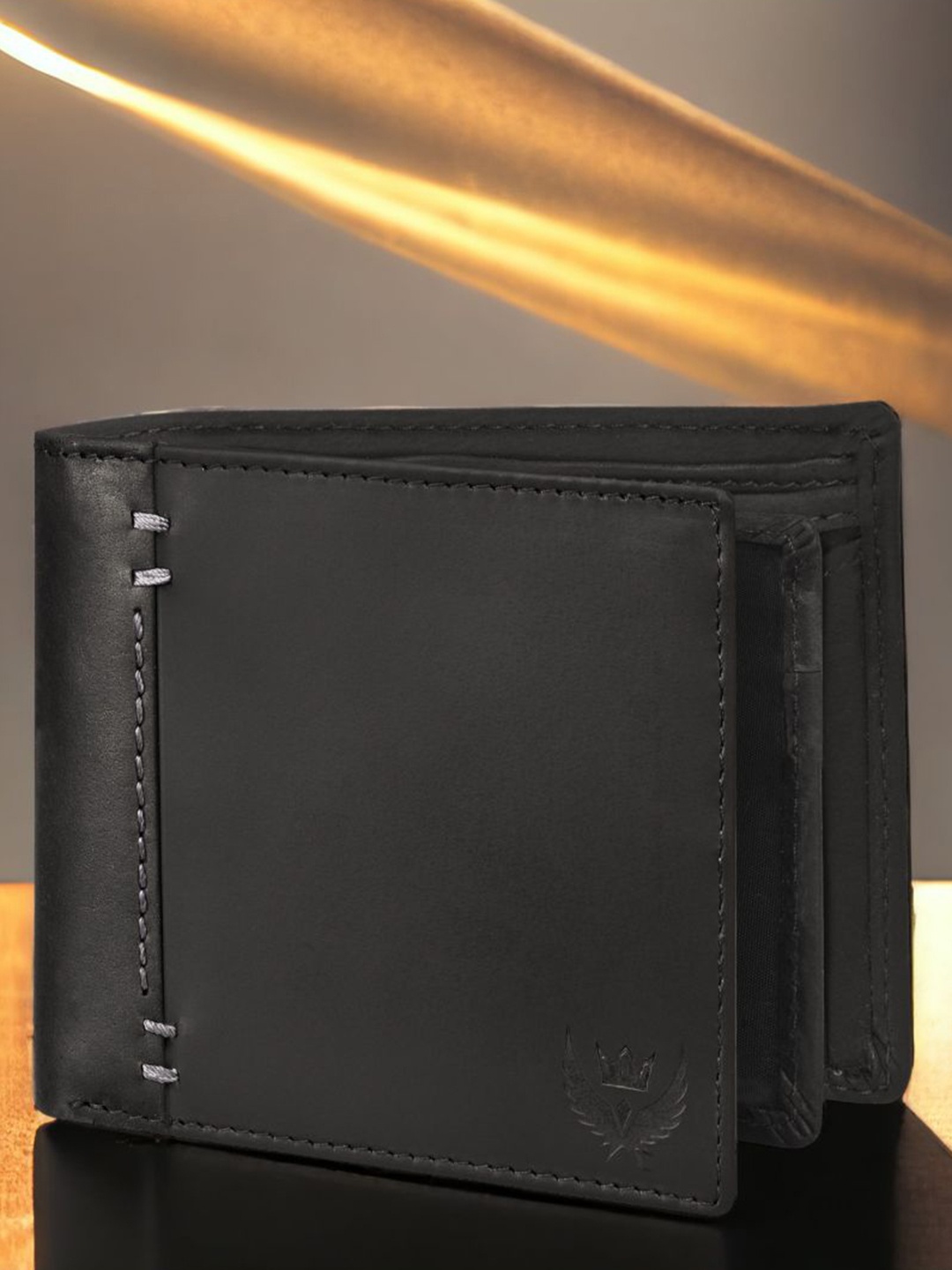 

LORENZ Men Leather Three Fold Wallet, Black