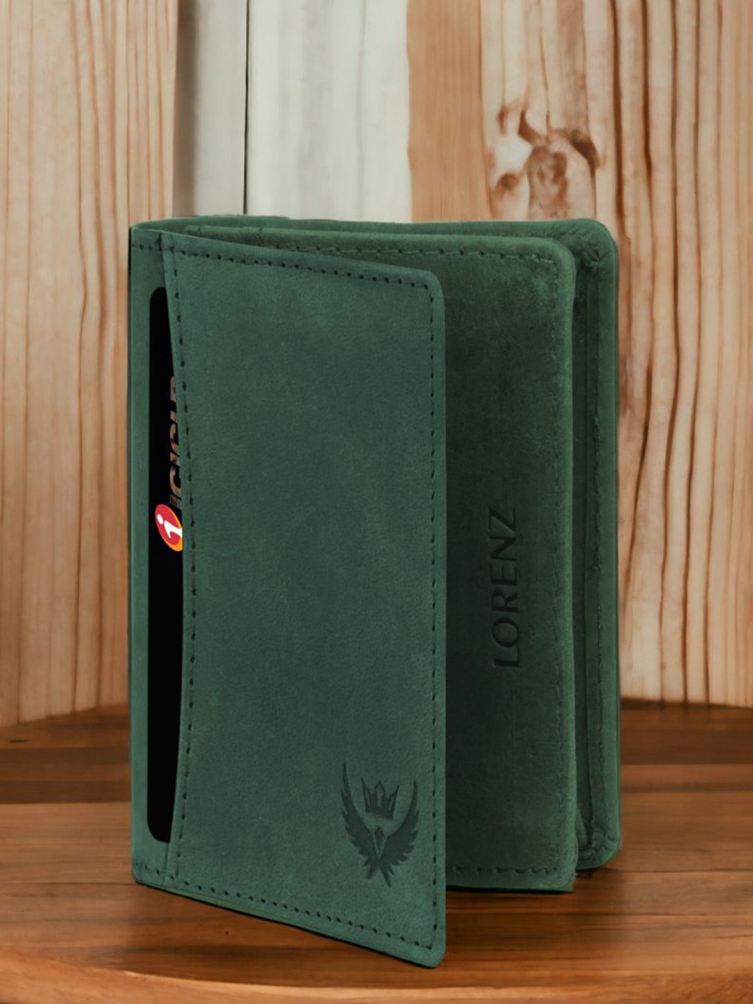 

LORENZ Men Leather Card Holder, Green