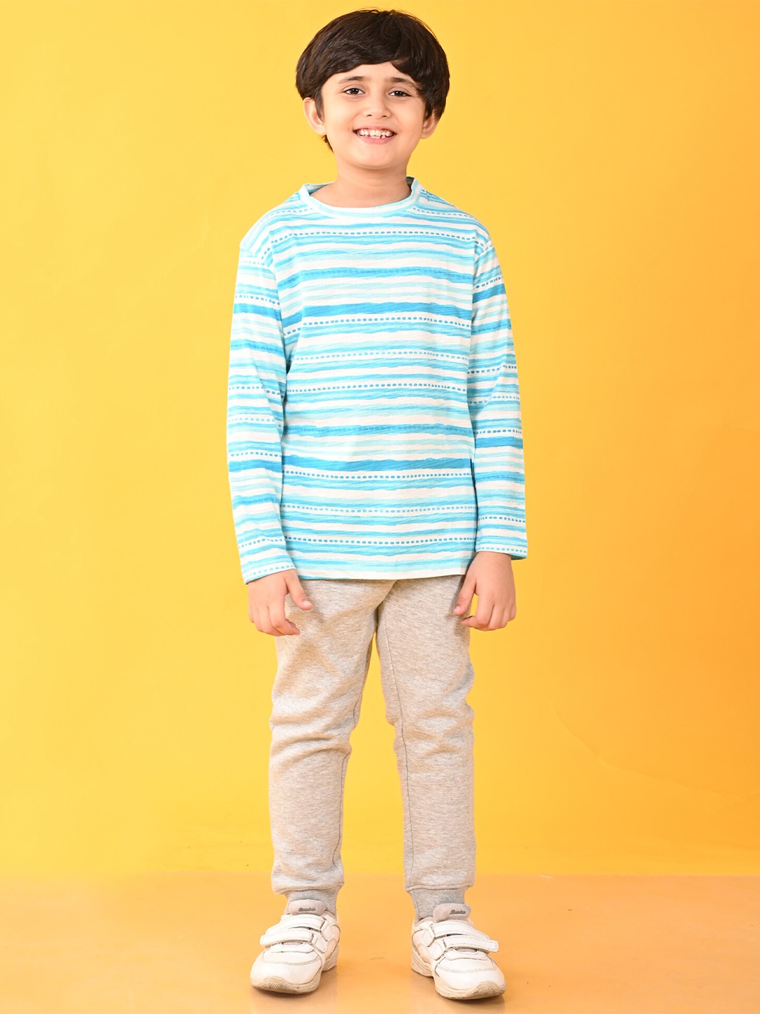 

Anthrilo Boys Striped T-Shirt With Trousers, Blue
