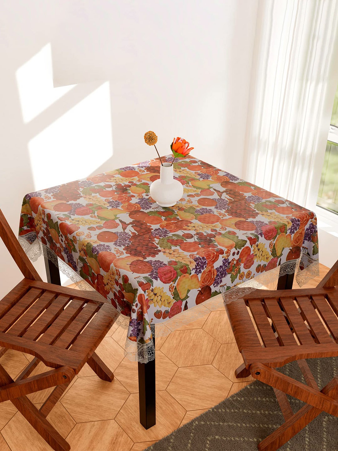 

Dakshya Industries Red Fruits Printed PVC 4-Seater Table Cover