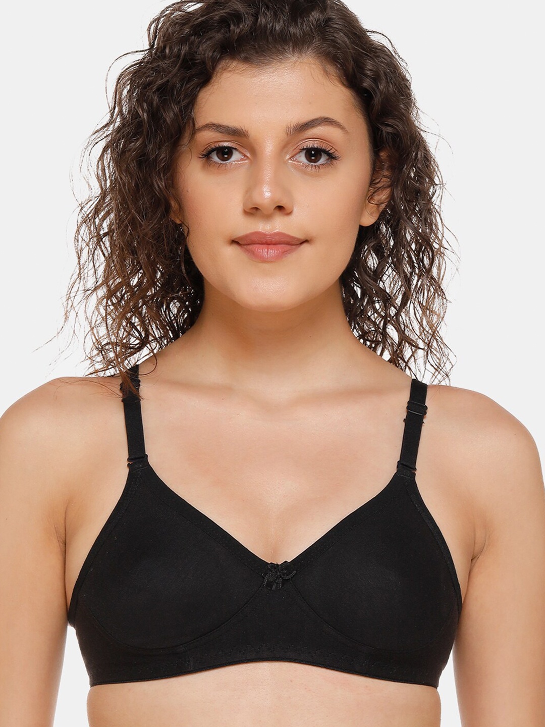 

SONA Medium Coverage Non Padded Cotton T-shirt Bra With All Day Comfort, Black