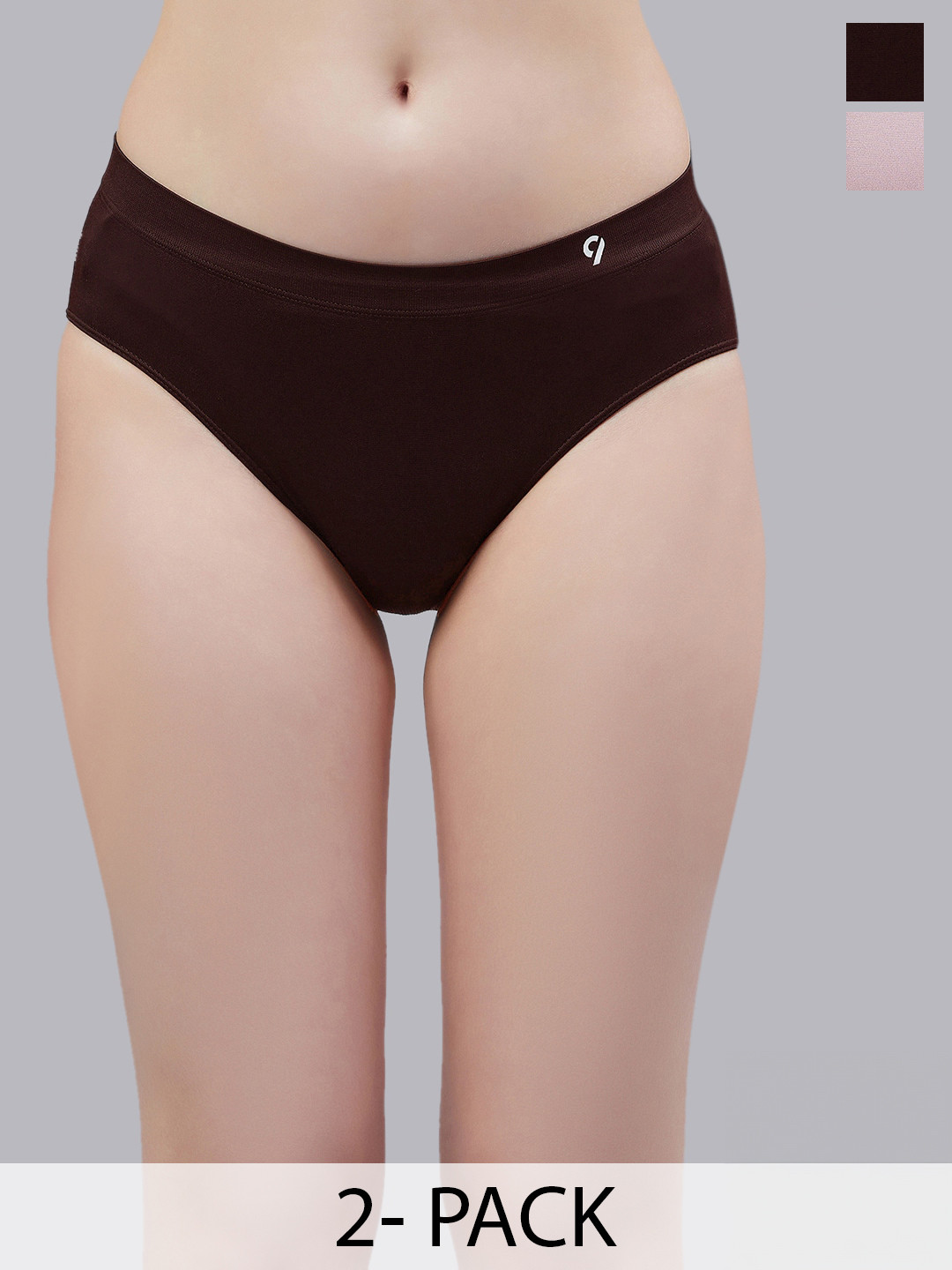

C9 AIRWEAR Women Pack Of 2 Mid-Rise Bikini Briefs M18401_BlackCoffee_ElderBerry, Coffee brown