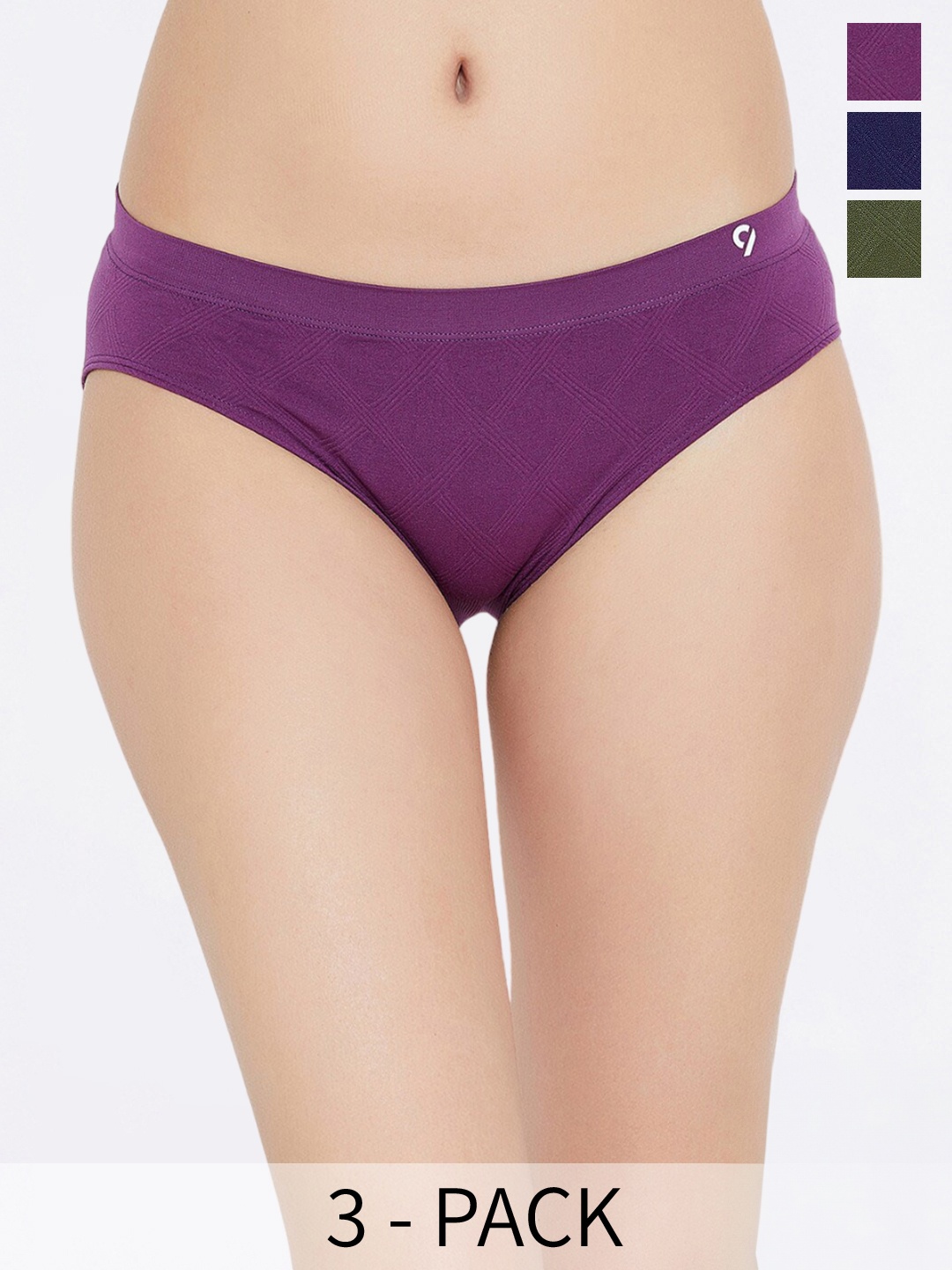 

C9 AIRWEAR Seamless Pack Of 3 Mid-Rise Bikini Briefs, Purple