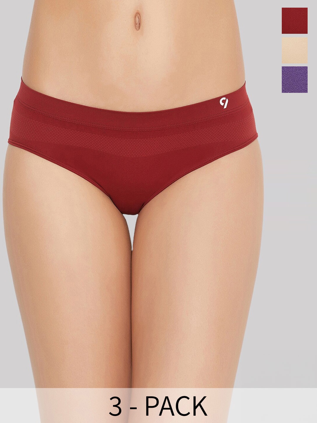 

C9 AIRWEAR Pack Of 3 Mid-Rise Seamless Bikini Briefs M1119_Pack17, Purple