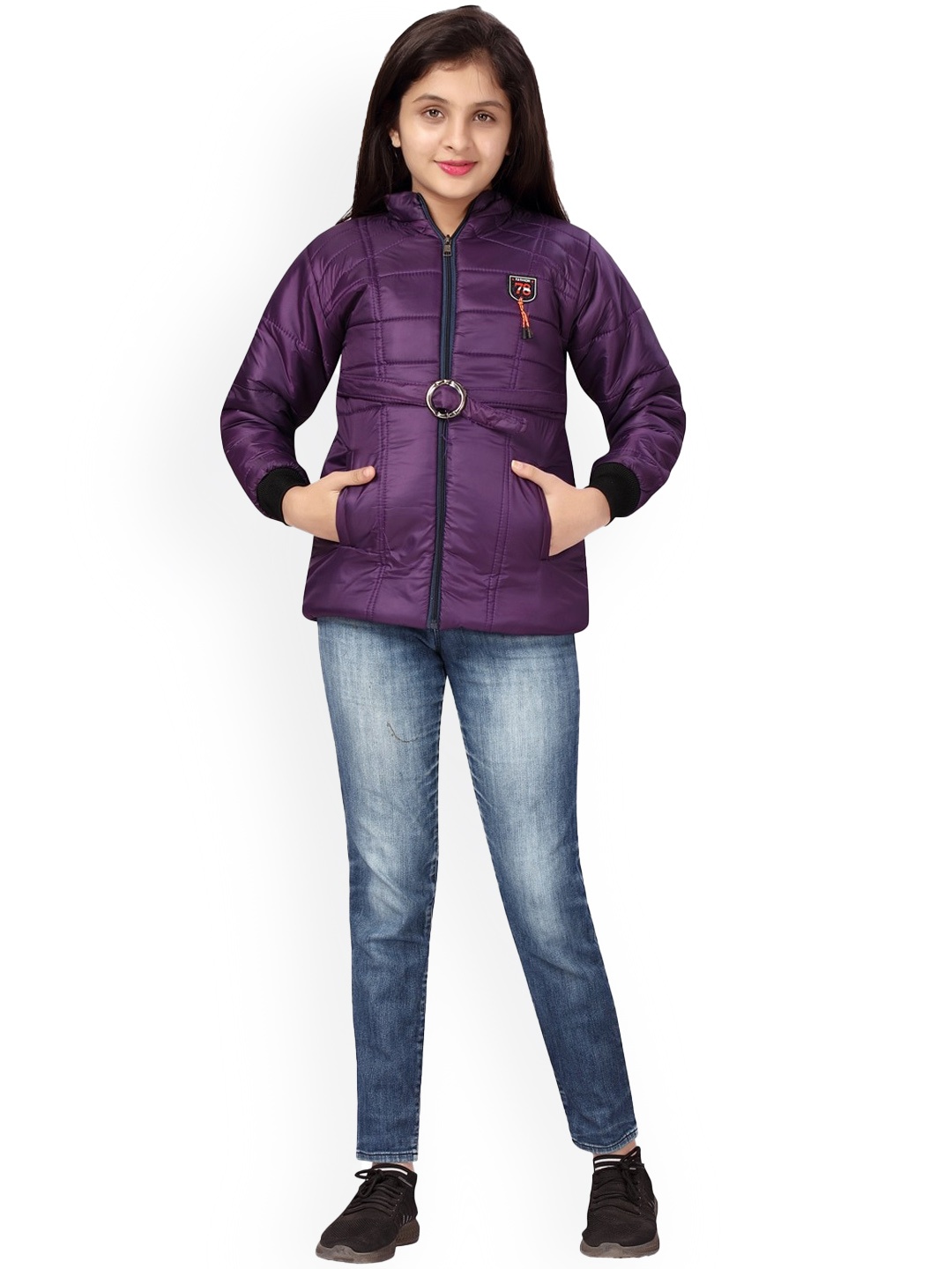 

Aarika Girls Stand Collar Padded Jacket, Purple