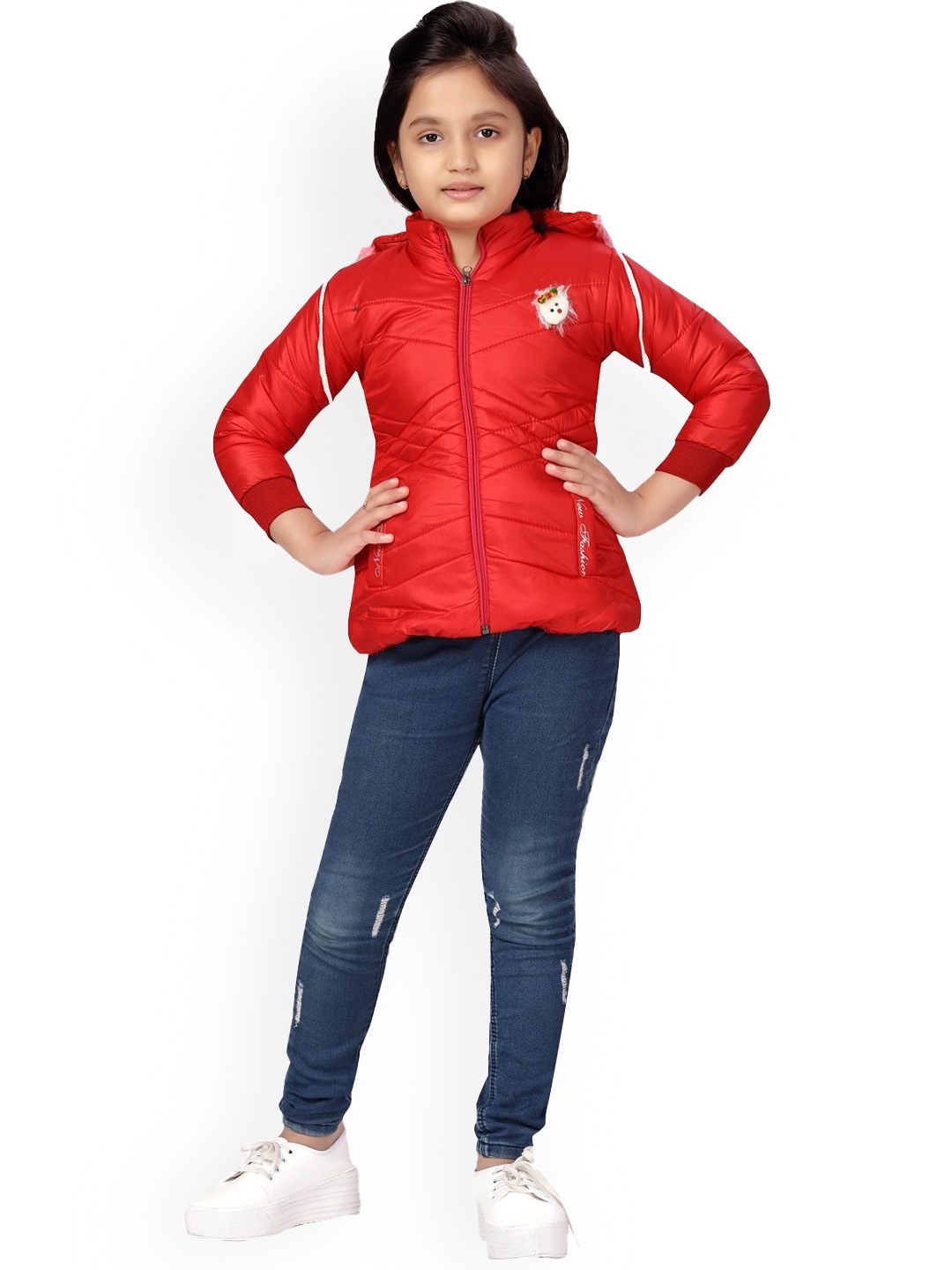 

Aarika Girls Mock Collar Padded Jacket, Red