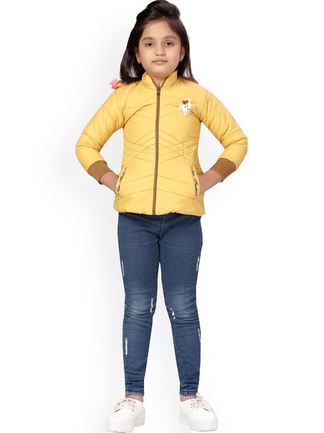 

BAESD Girls Stand Collar Padded Jacket, Yellow