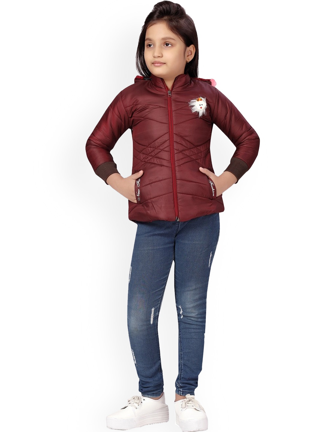 

BAESD Girls Hooded Padded Jacket, Maroon