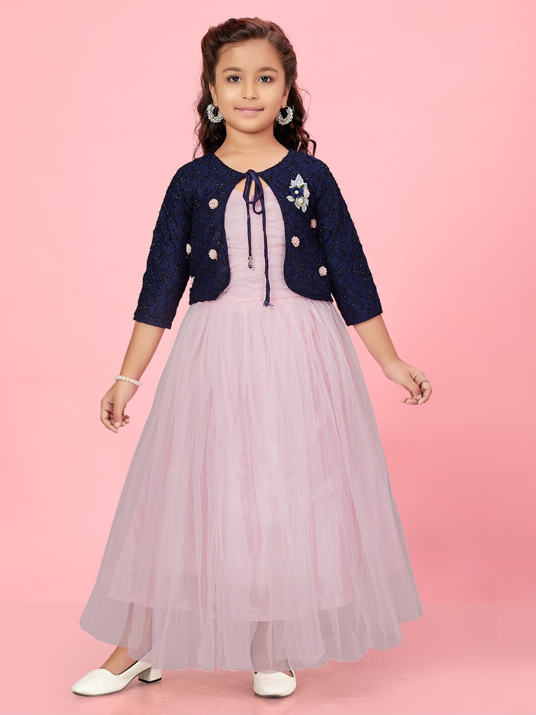 

BAESD Girls Ruched Net Maxi Dress, Pink