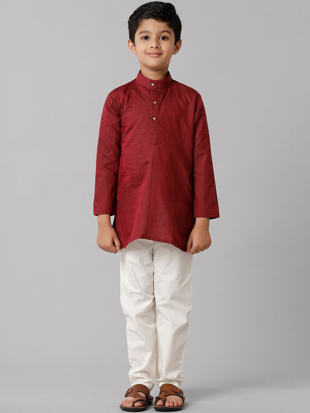 

Ramraj Boys Straight Kurta With Pyjamas, Red