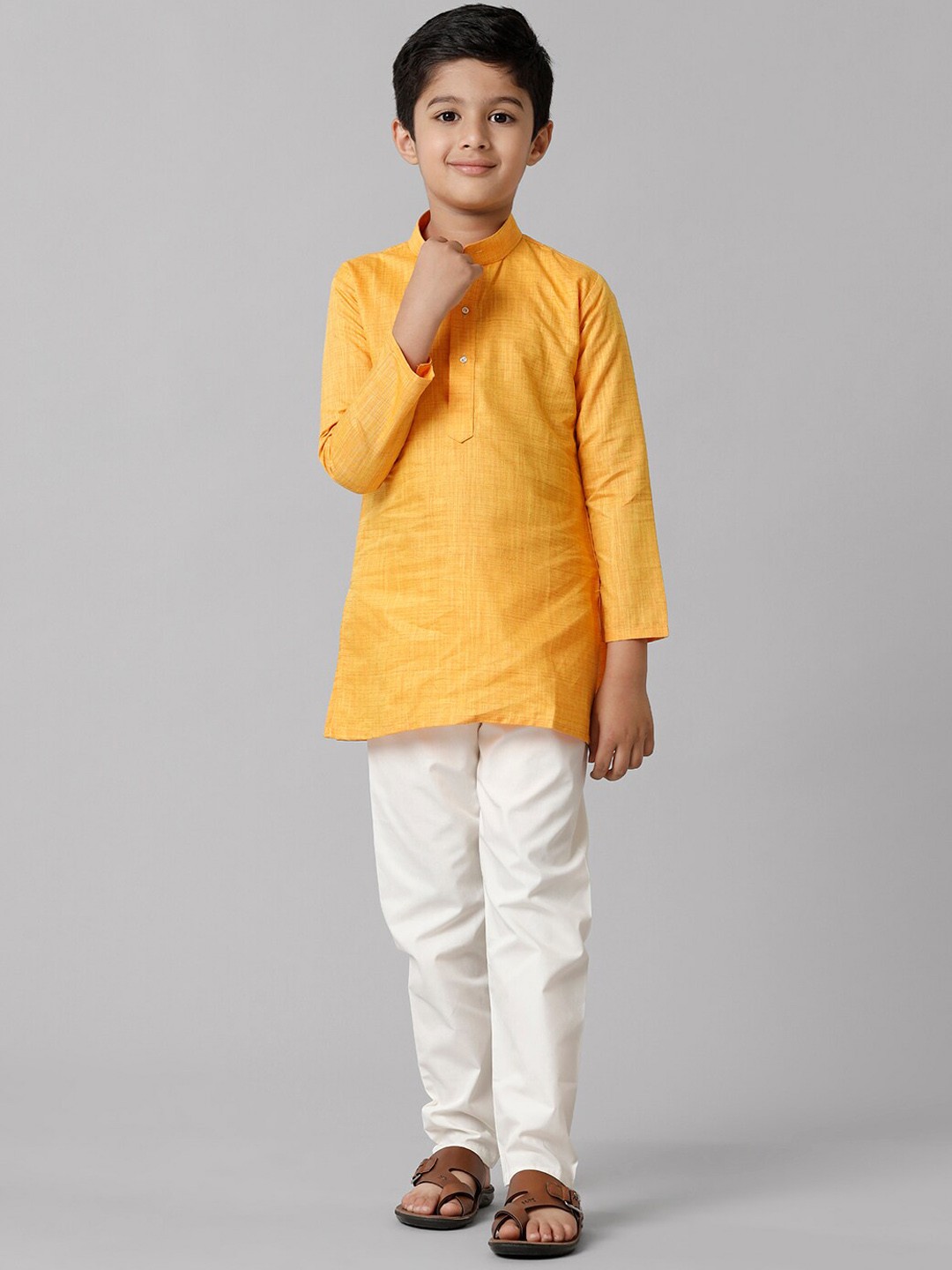

Ramraj Boys Straight Kurta With Pyjamas, Yellow
