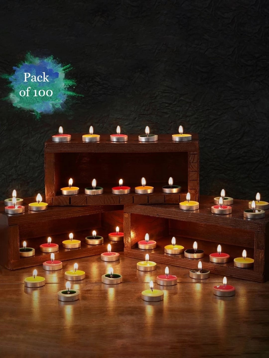 

eCraftIndia Red & Yellow 100-Pieces Wax Tealight Candles