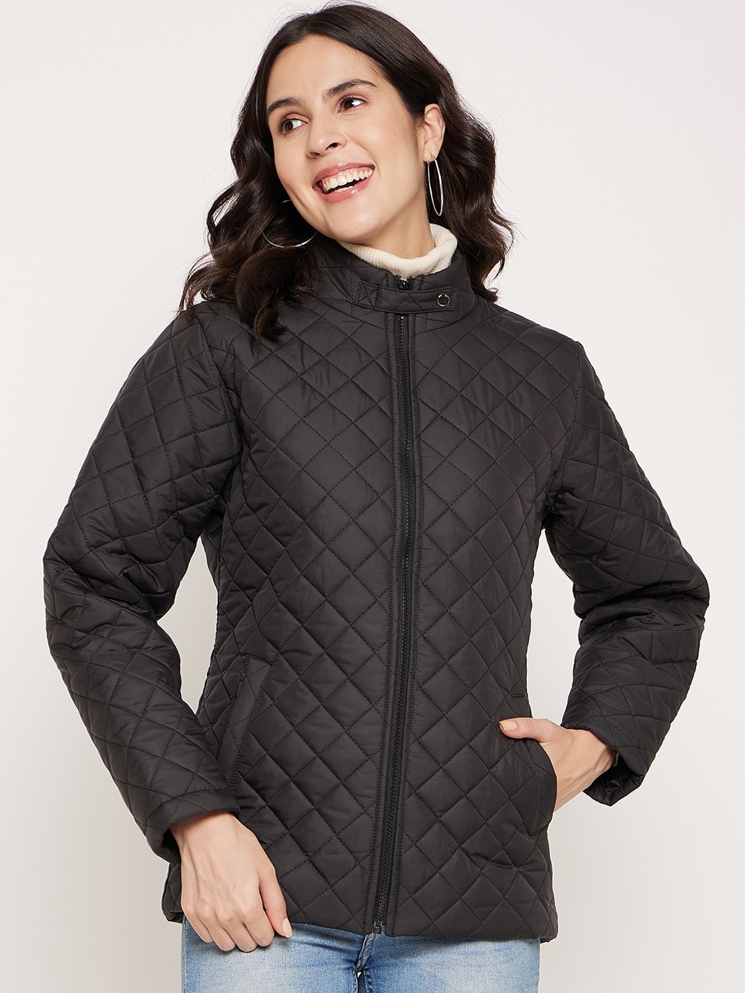 

BETTER THINK Windcheater and Water Resistant Stand Collar Quilted Jacket, Black