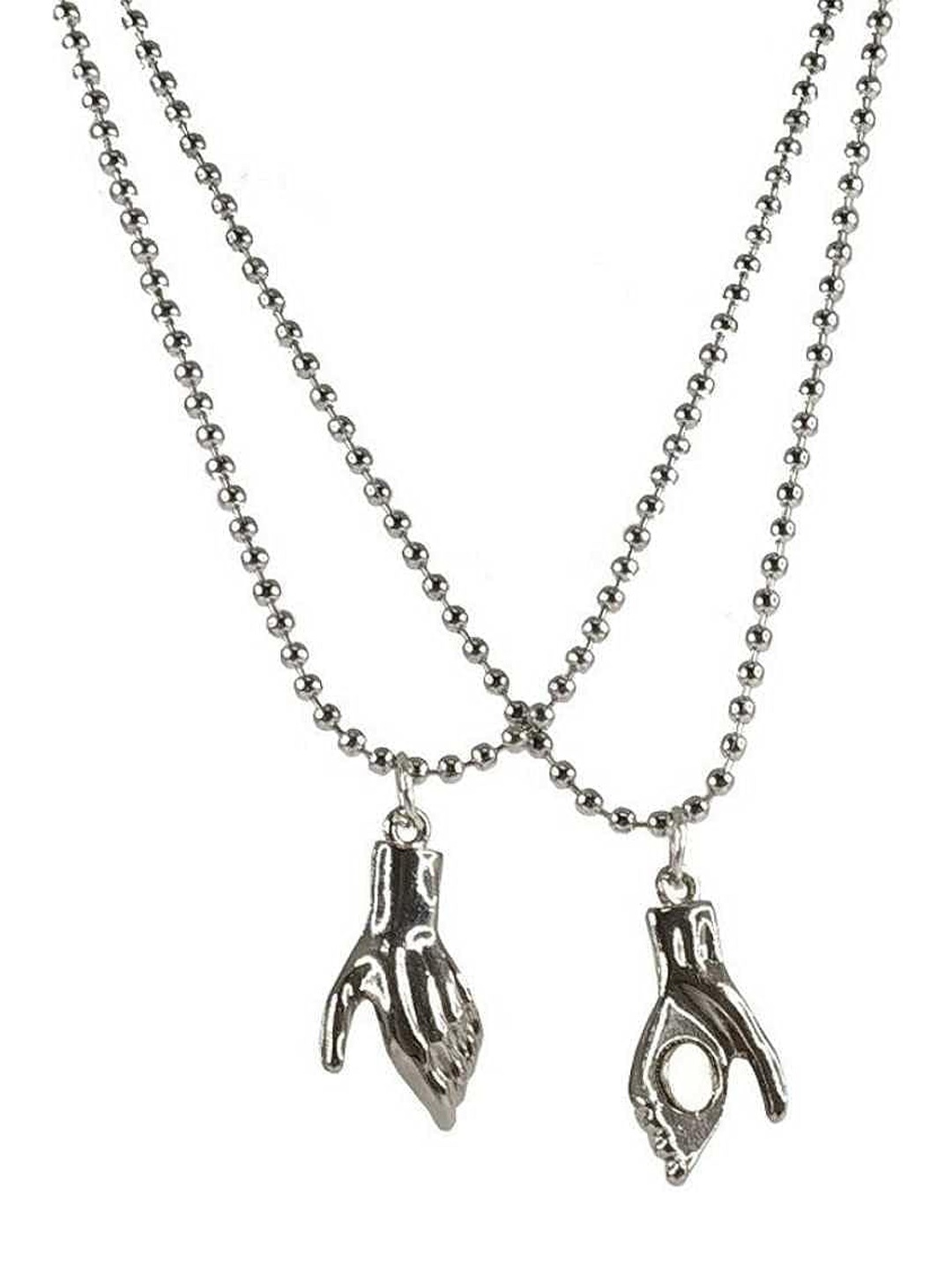 

VIEN Set Of 2 Stainless Steel Couple Pendant & Chain, Silver