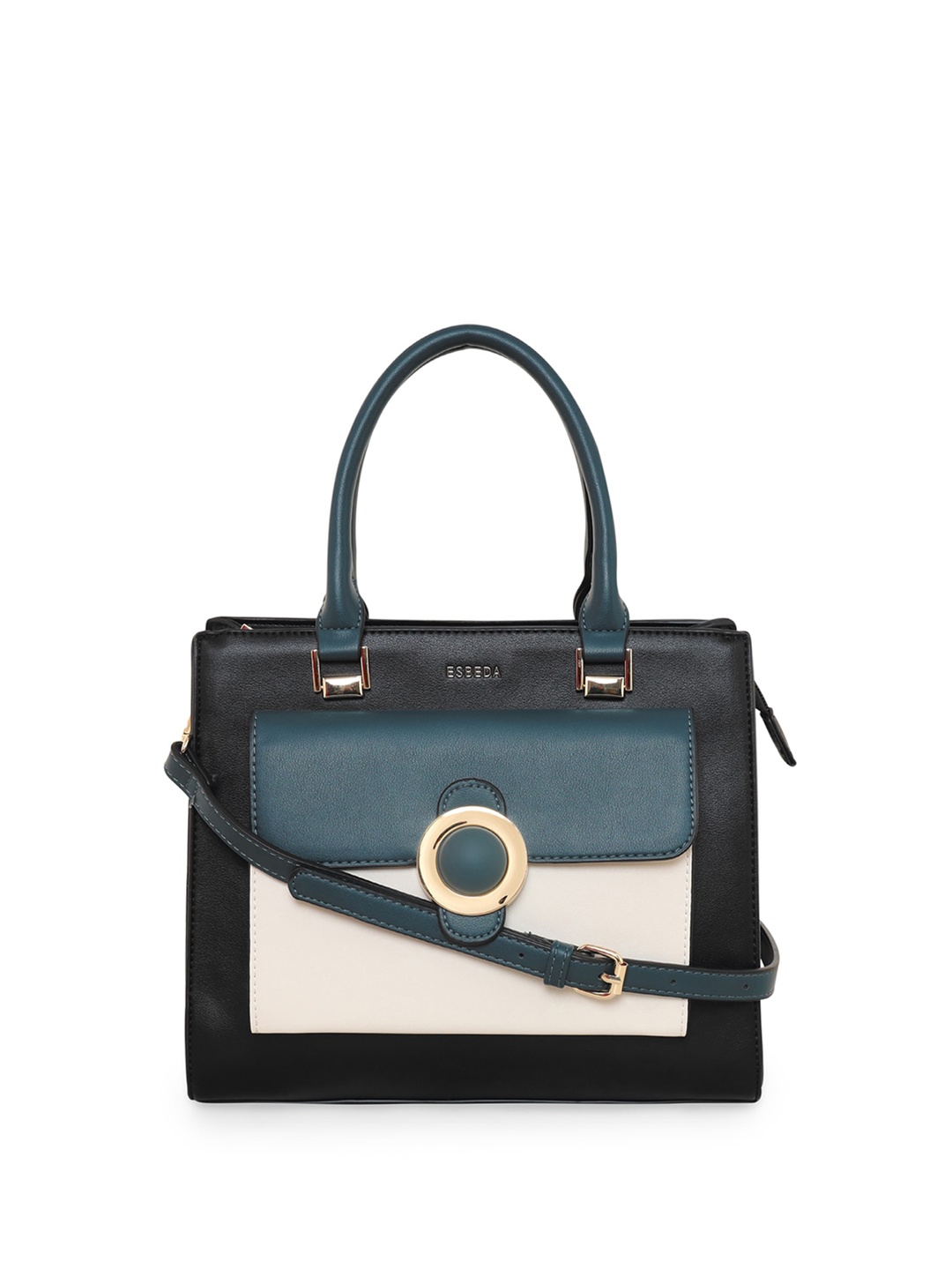 

ESBEDA Colourblocked PU Structured Satchel, Black