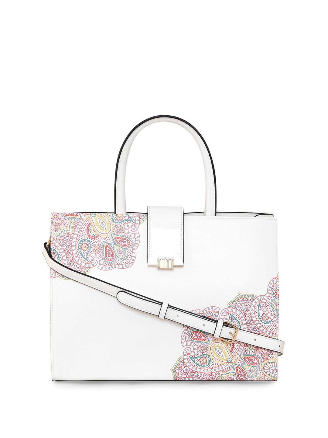 

ESBEDA Ethnic Motifs Printed PU Structured Satchel, White