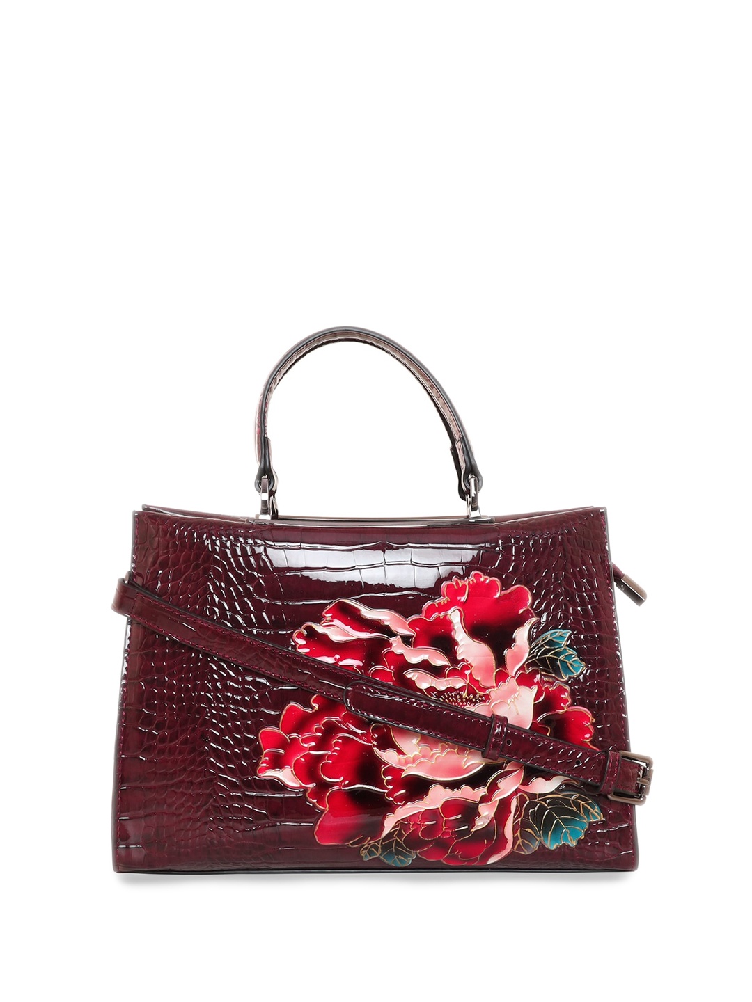 

ESBEDA Floral Printed PU Handheld Bag, Burgundy