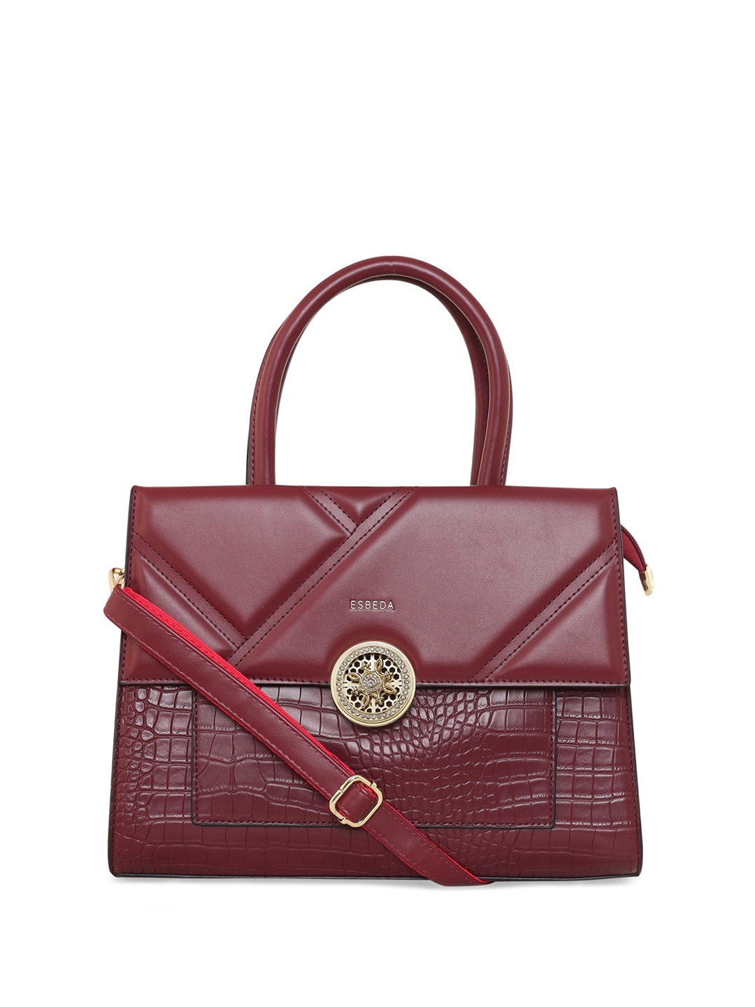

ESBEDA Textured Structured Handheld Bag, Burgundy