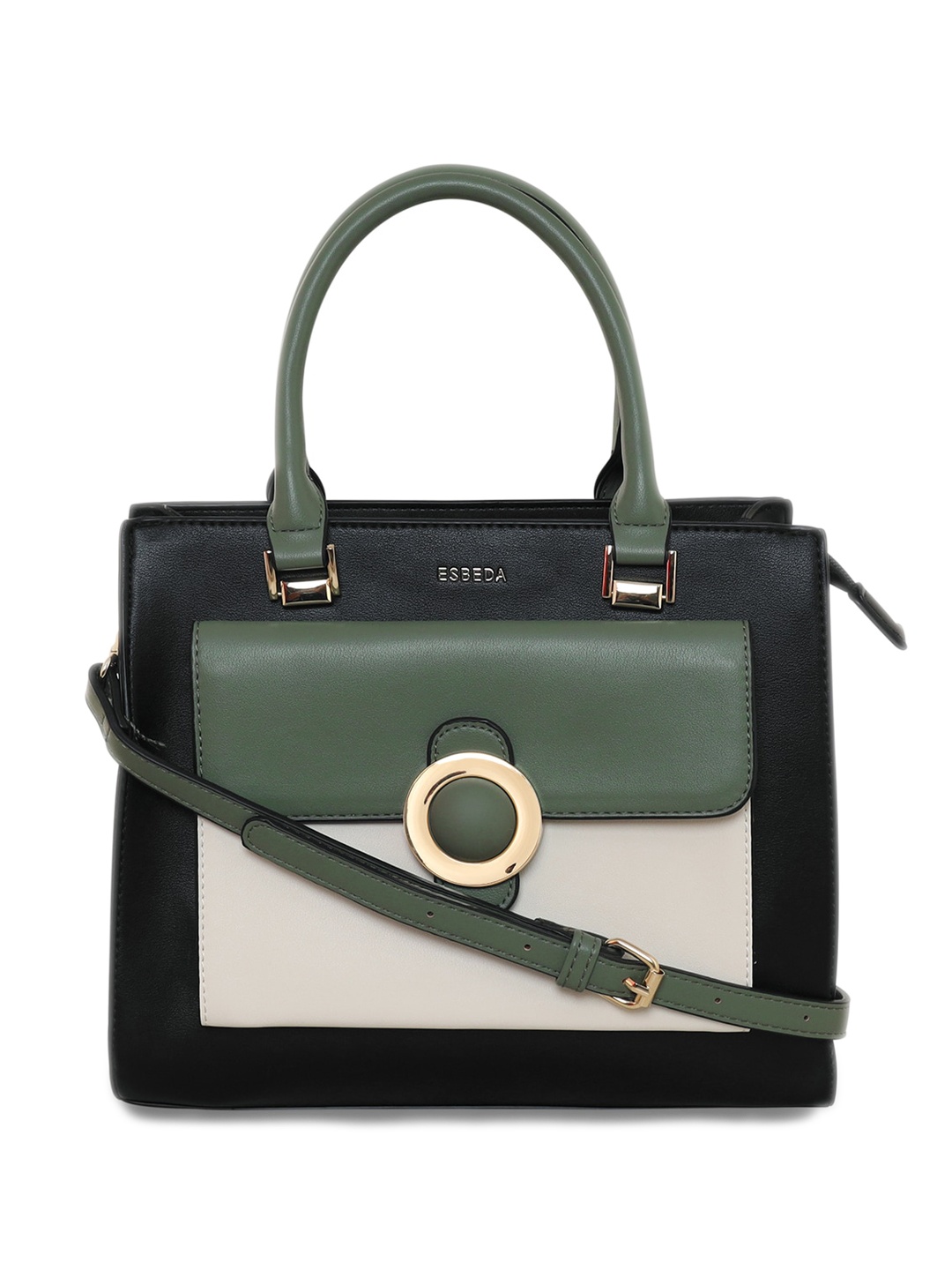 

ESBEDA Colourblocked Structured Handheld Bag, Black