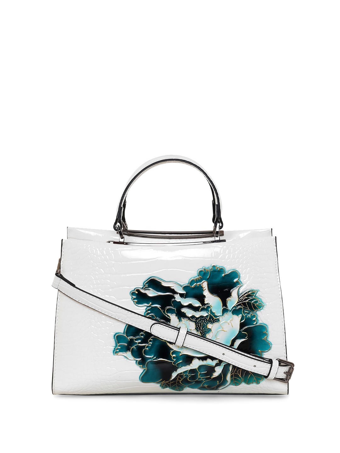 

ESBEDA Floral PU Swagger Satchel, White