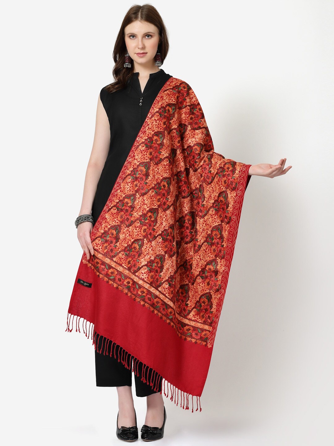 

SWI Stylish Aari Embroidered Shawl, Maroon