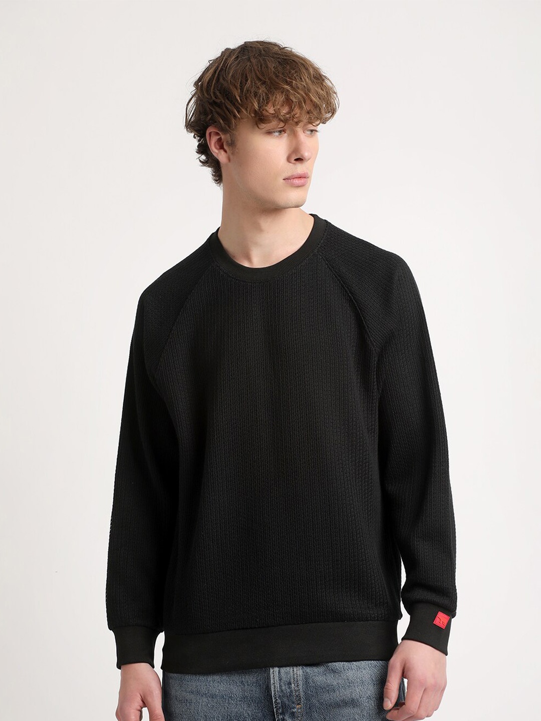 

THE BEAR HOUSE Round Neck Cotton Sweatshirt, Black