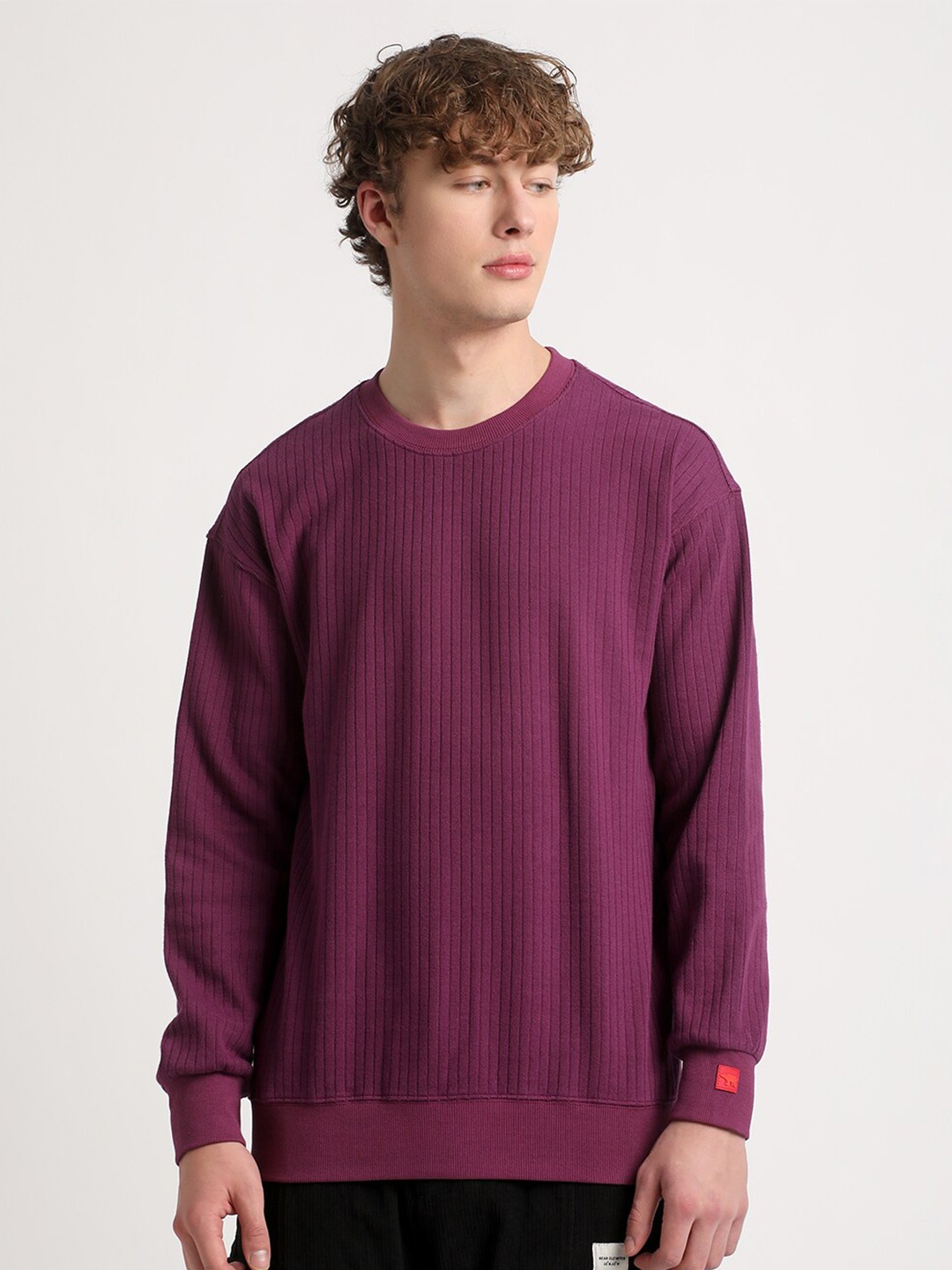 

THE BEAR HOUSE Striped Pullover Sweatshirt, Purple