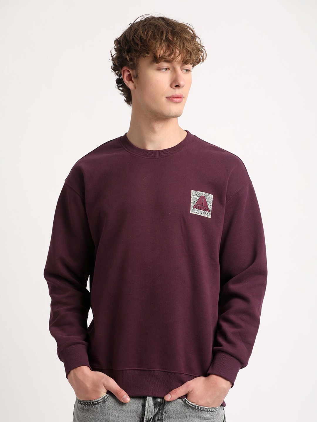 

THE BEAR HOUSE Graphic Printed Cotton Sweatshirt, Purple