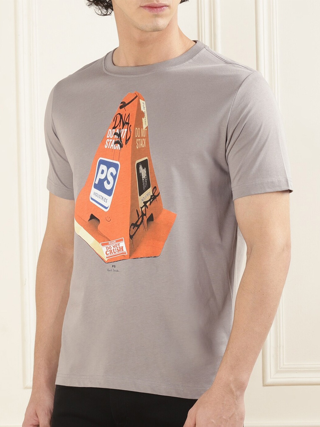 

PS By Paul Smith Typography Printed Pure Cotton Slim Fit T-shirt, Beige