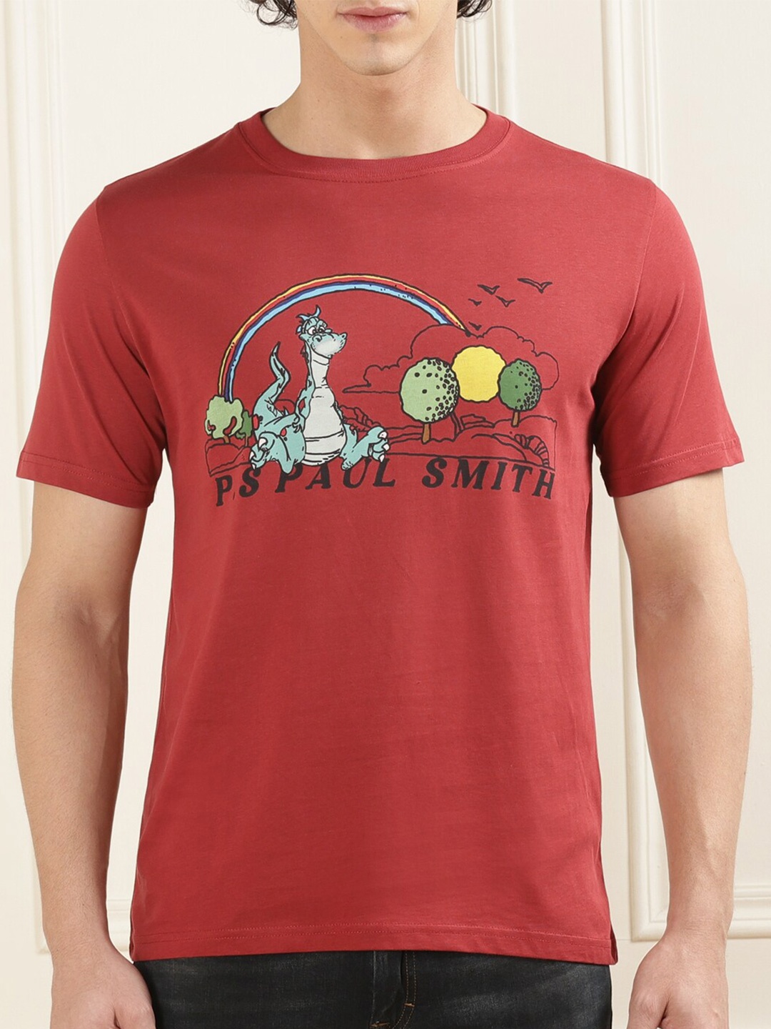 

PS By Paul Smith Graphic Printed Pure Cotton Slim Fit T-shirt, Red