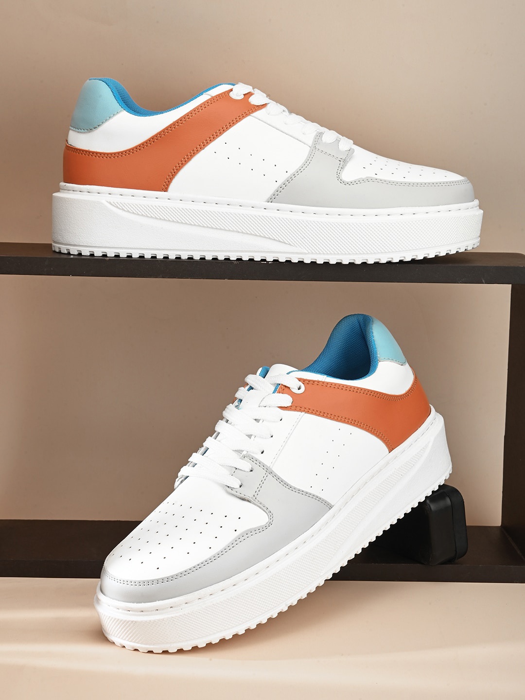 

The Roadster Lifestyle Co. Women White & Grey Perforated Lace-Up Sneakers