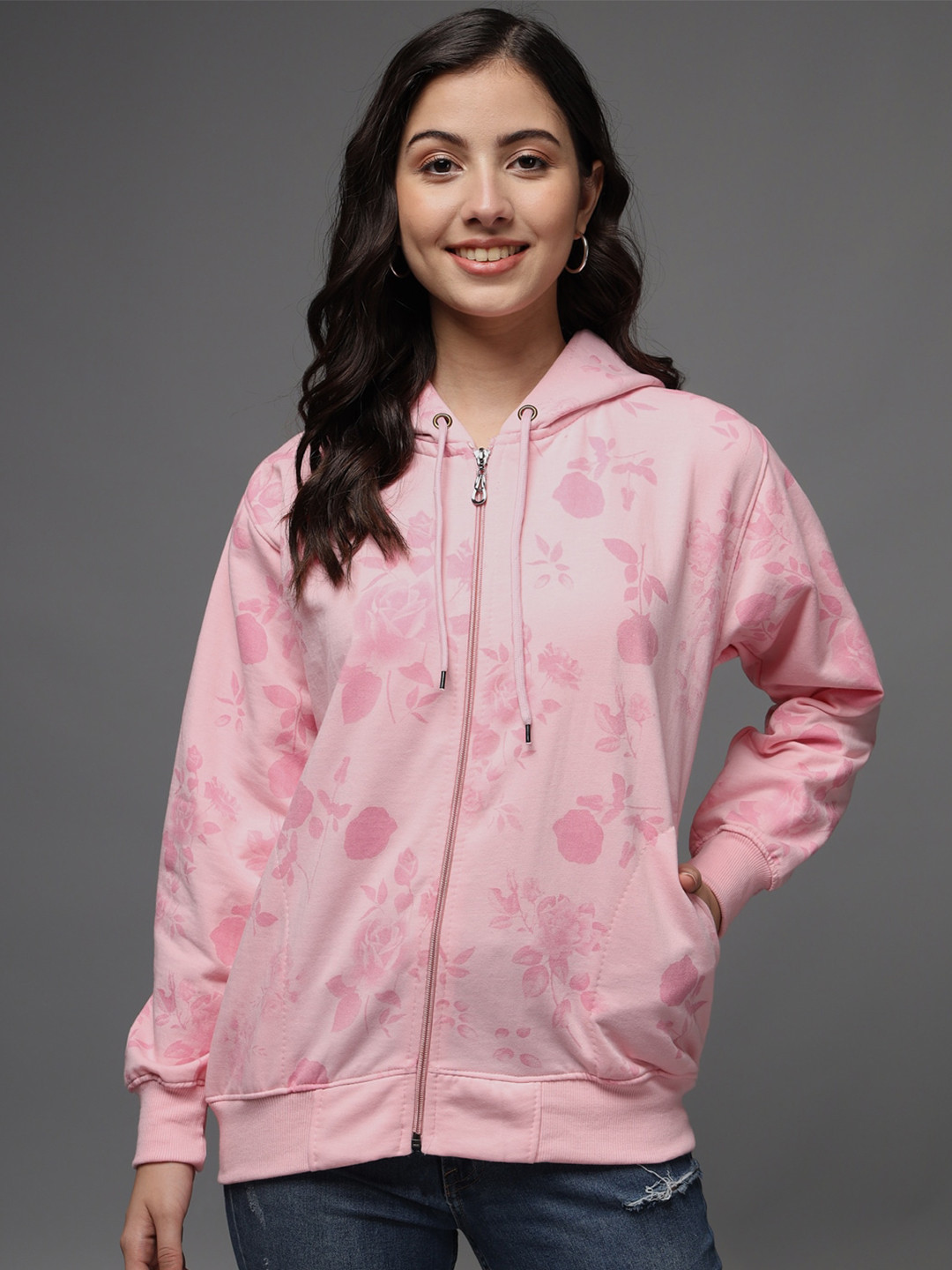 

eWools Printed Hooded Sweatshirt, Pink