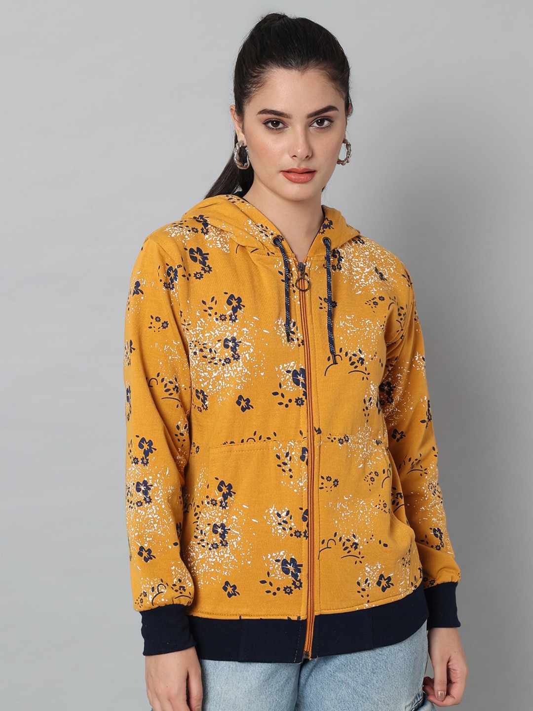 

eWools Graphic Printed Hooded Sweatshirt, Mustard
