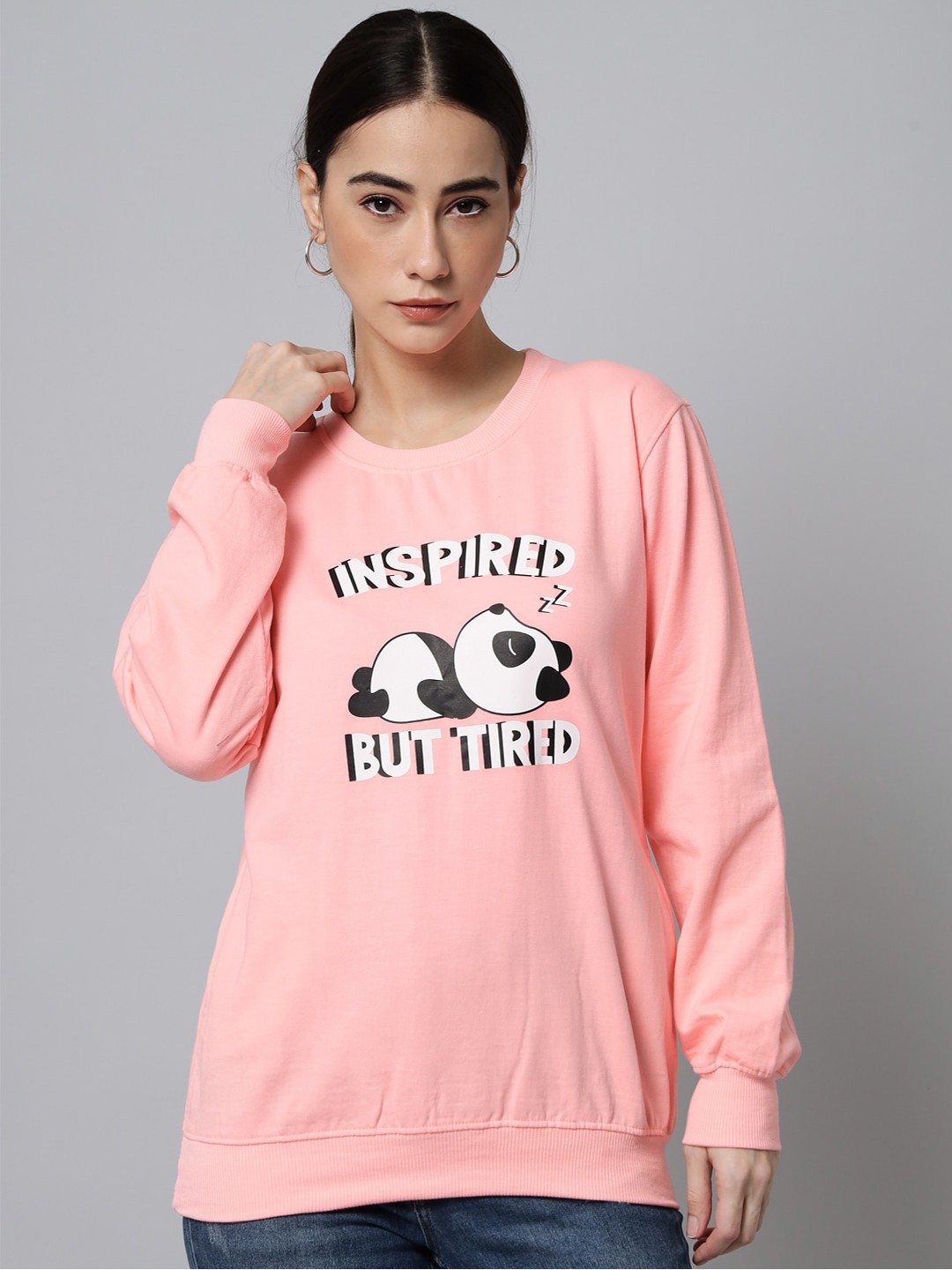 

eWools Graphic Printed Round Neck Long Sleeves Pullover Sweatshirt, Orange