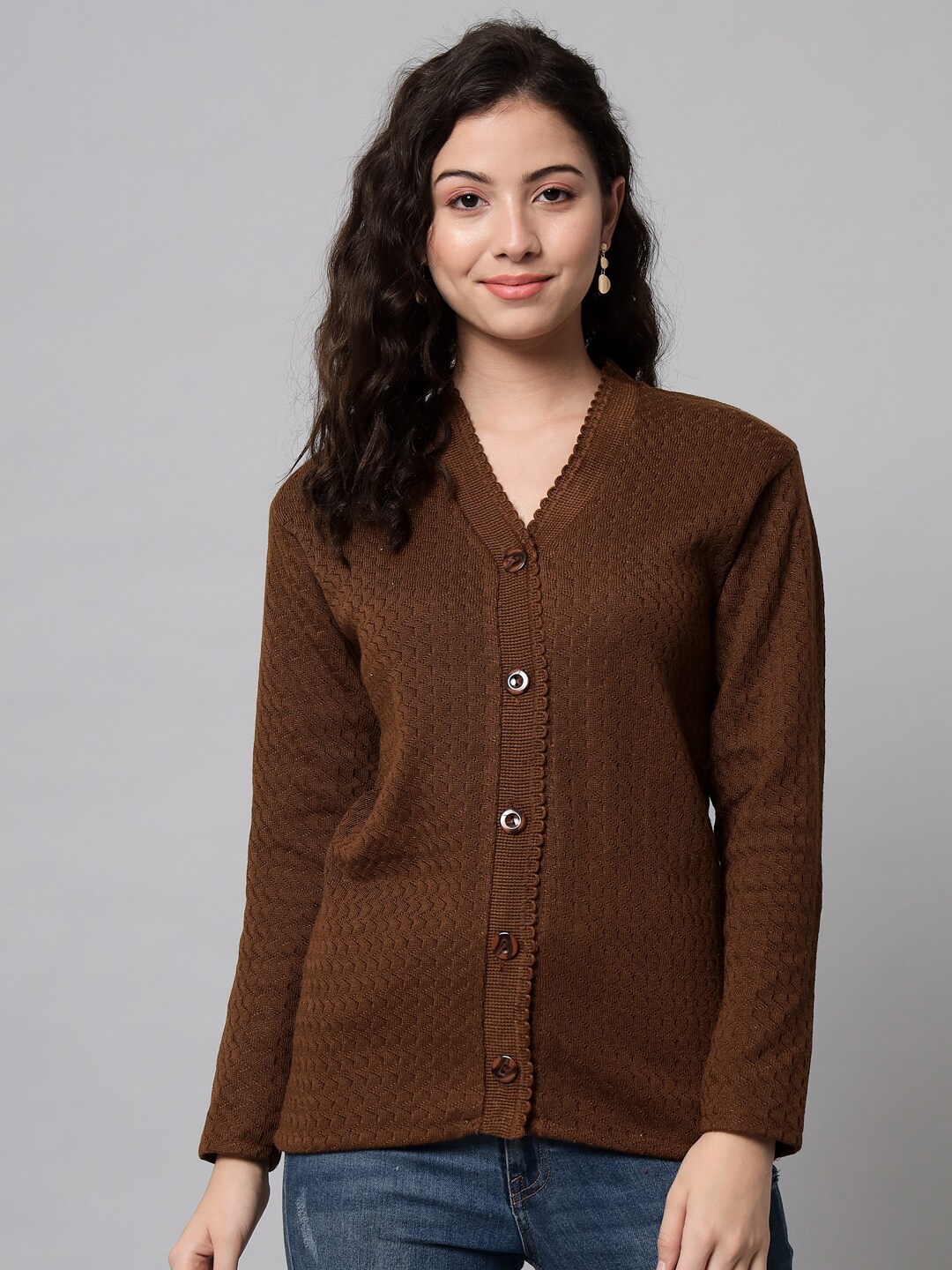 

eWools Self Designed Woollen Cardigan, Brown